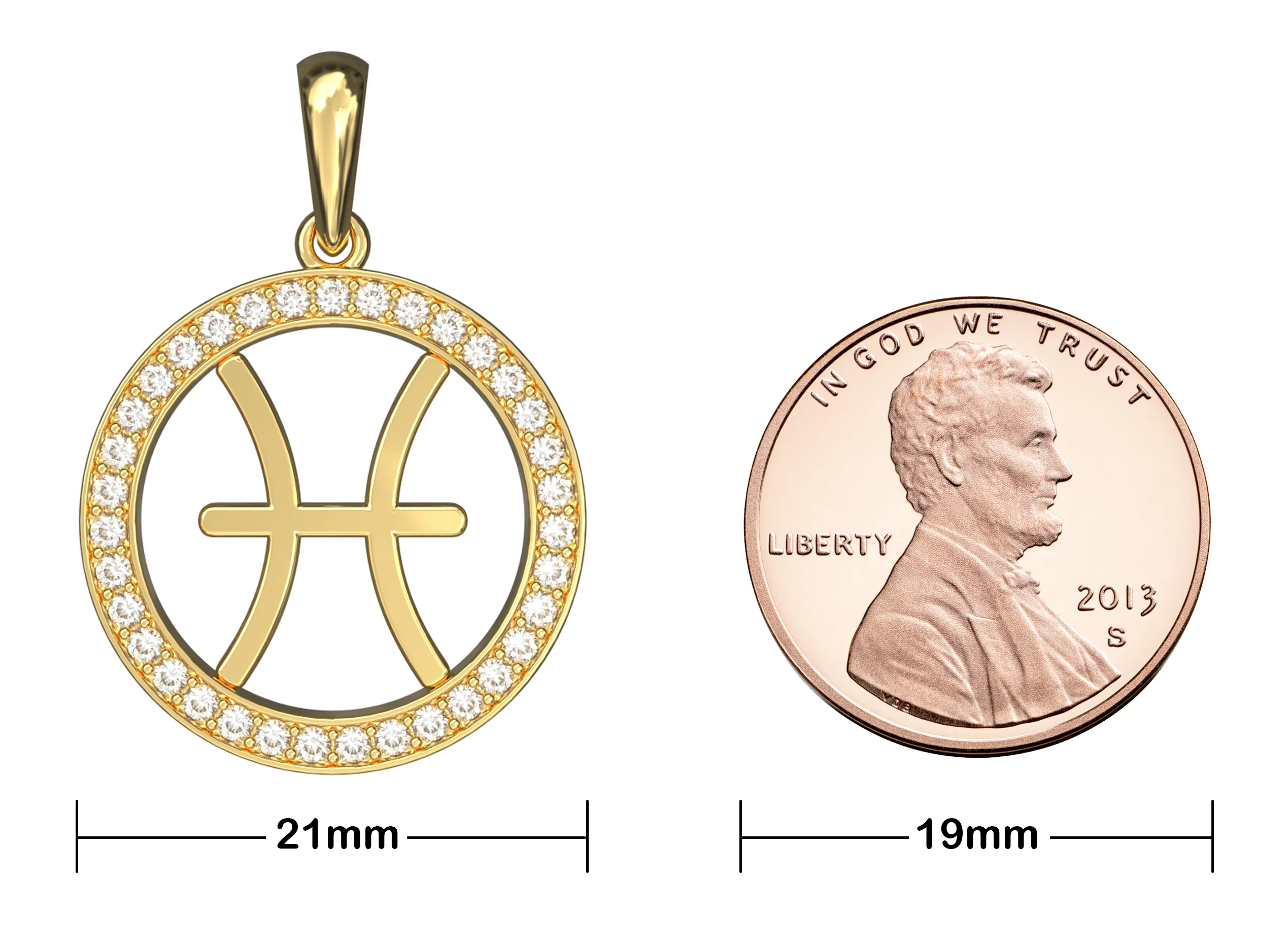 14K Gold Pisces Zodiac Diamond Pendant (0.65 CTW) - Image 9