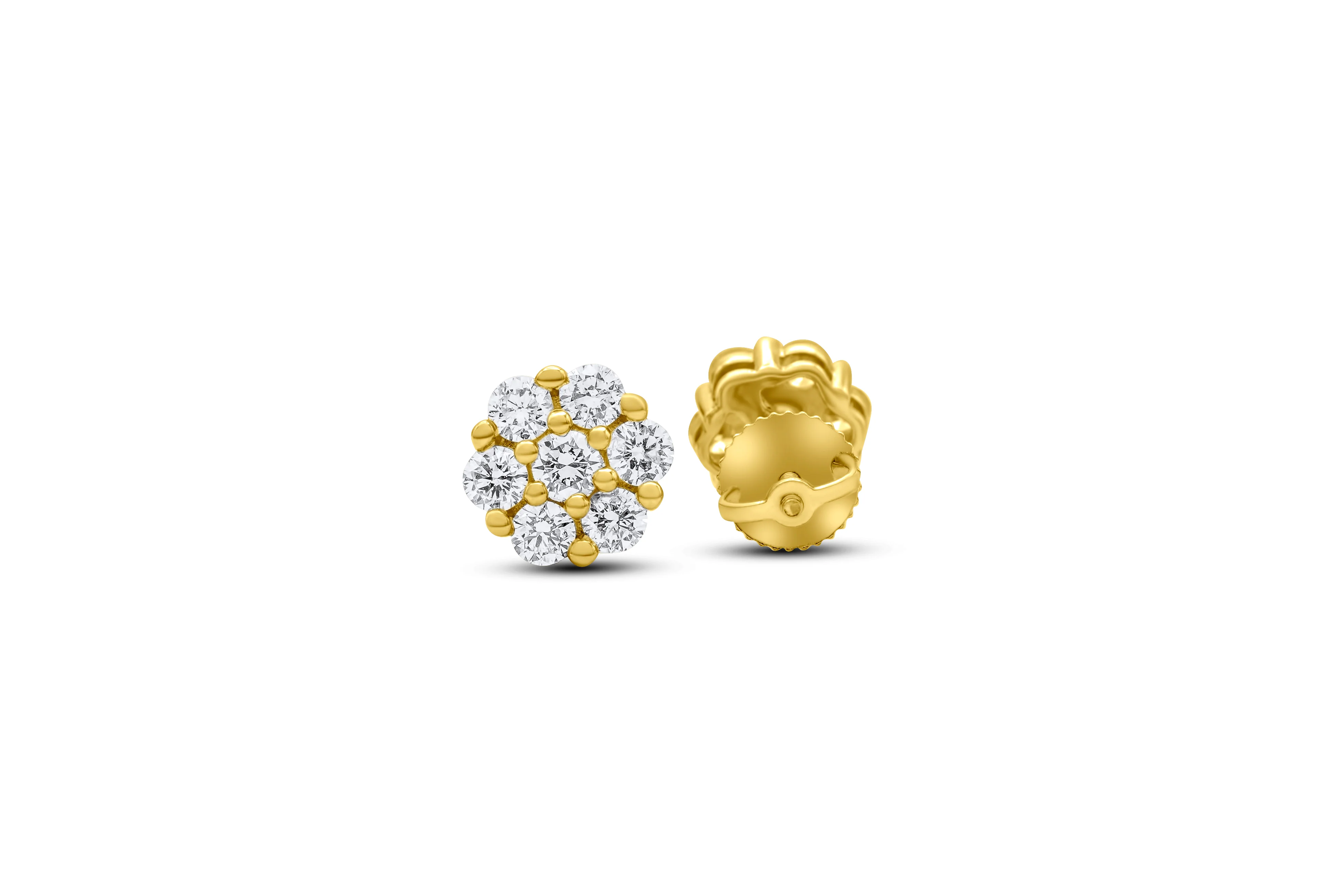 14K Yellow Gold Diamond Stud Earrings 1.16 CT - Image 3