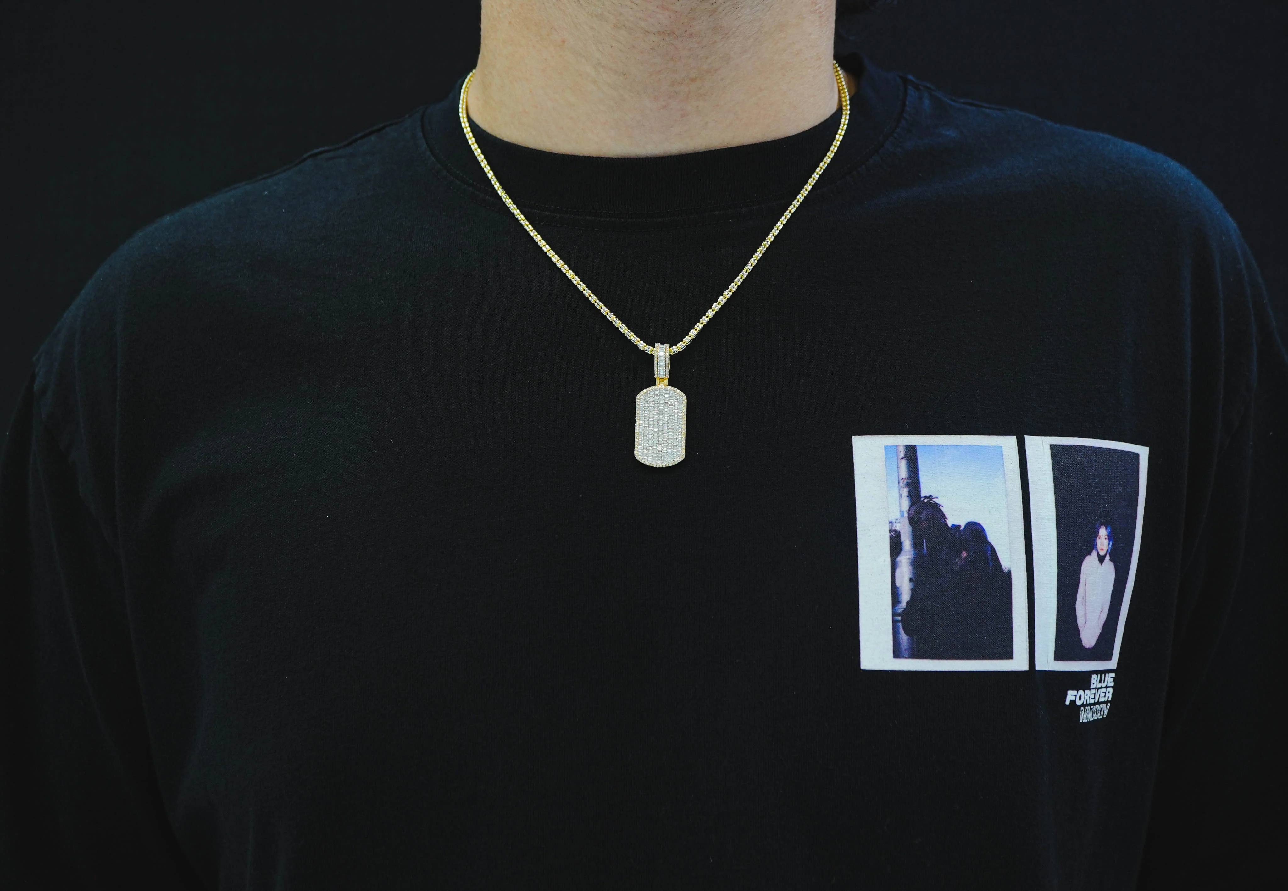 14K Yellow Gold Dog Tag Diamond Pendant 1.52 CT - Image 2