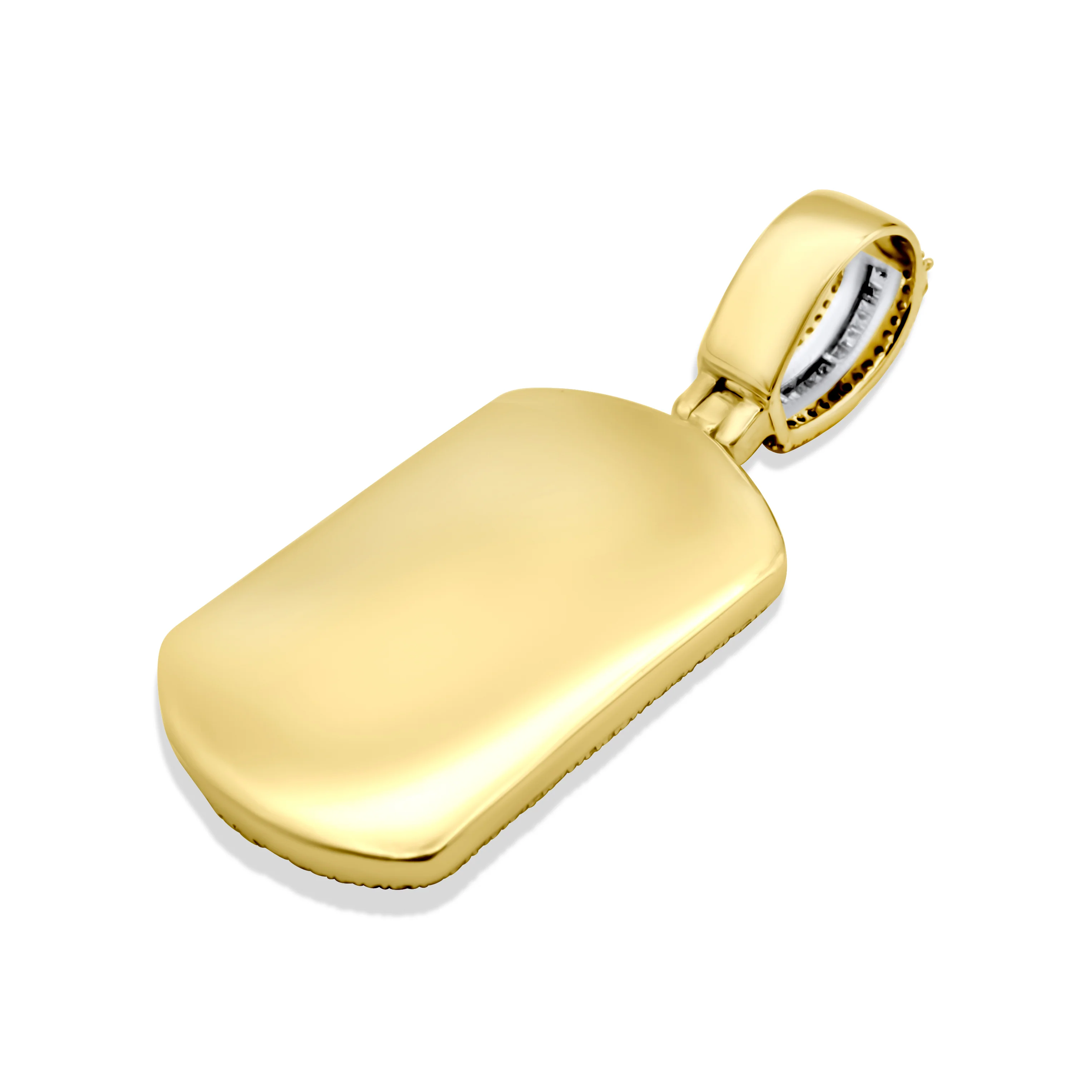 14K Yellow Gold Dog Tag Diamond Pendant 1.52 CT - Image 3