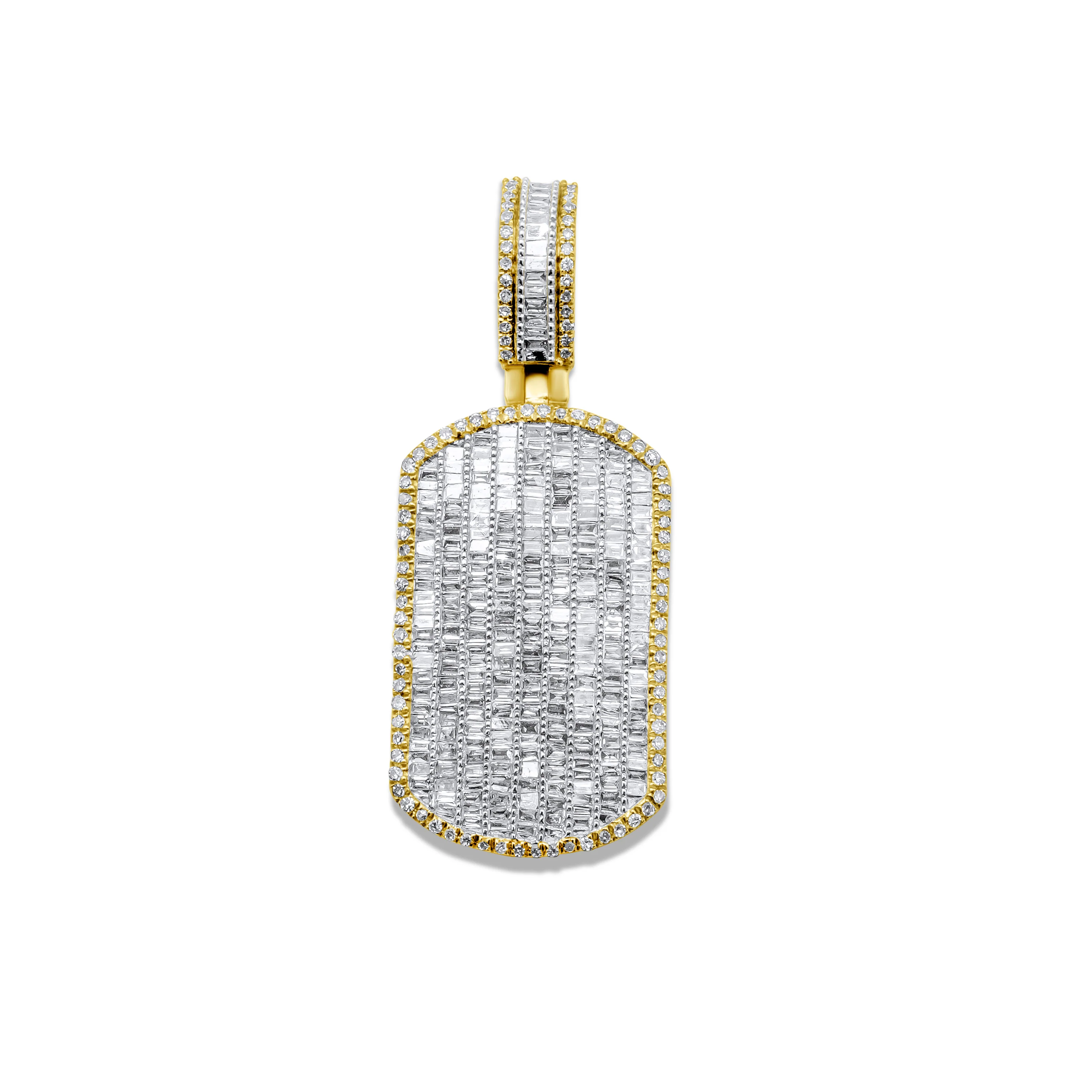 14K Yellow Gold Dog Tag Diamond Pendant 1.52 CT - Image 4