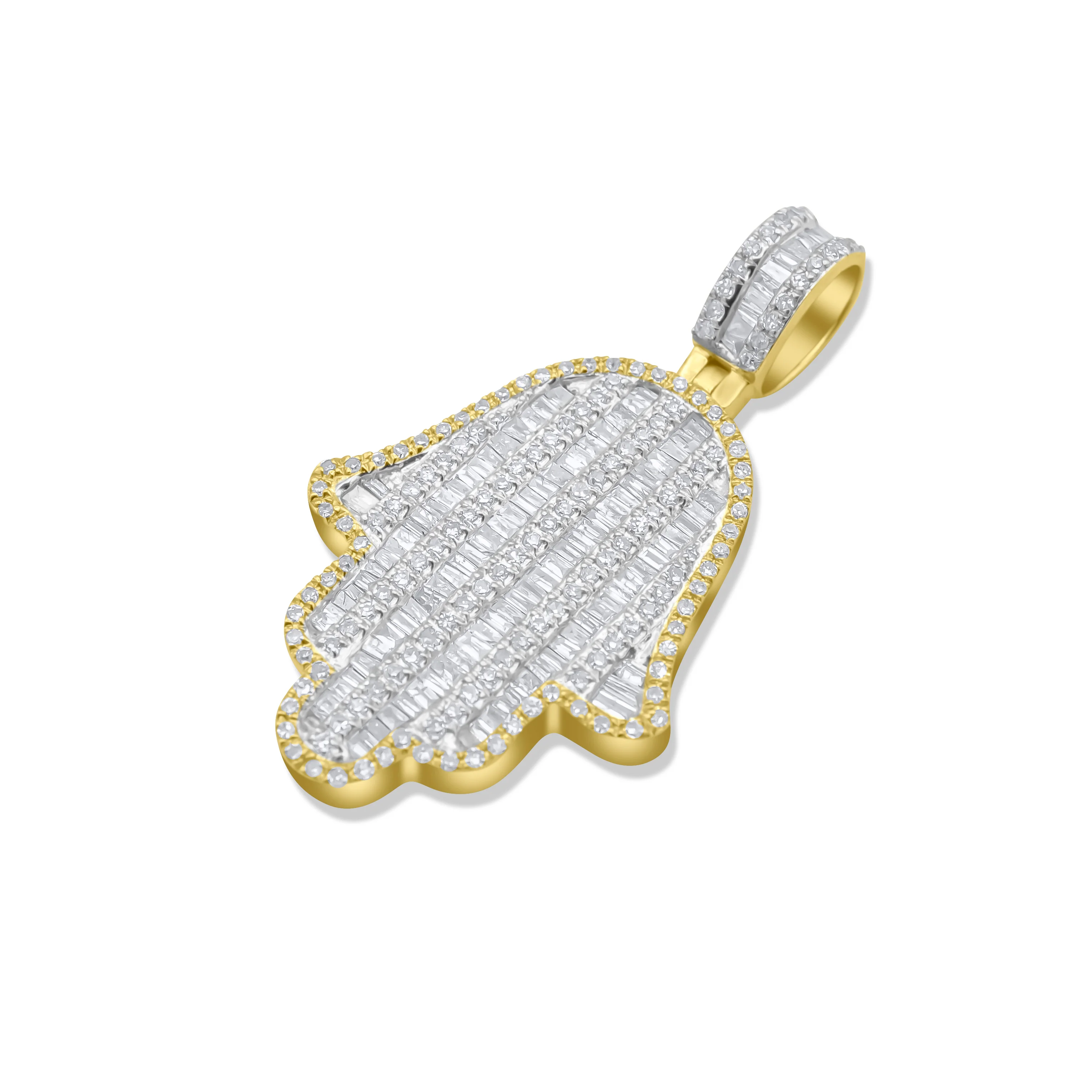 14K Yellow Gold Hamsa Diamond Pendant 1.01 CT - Image 3