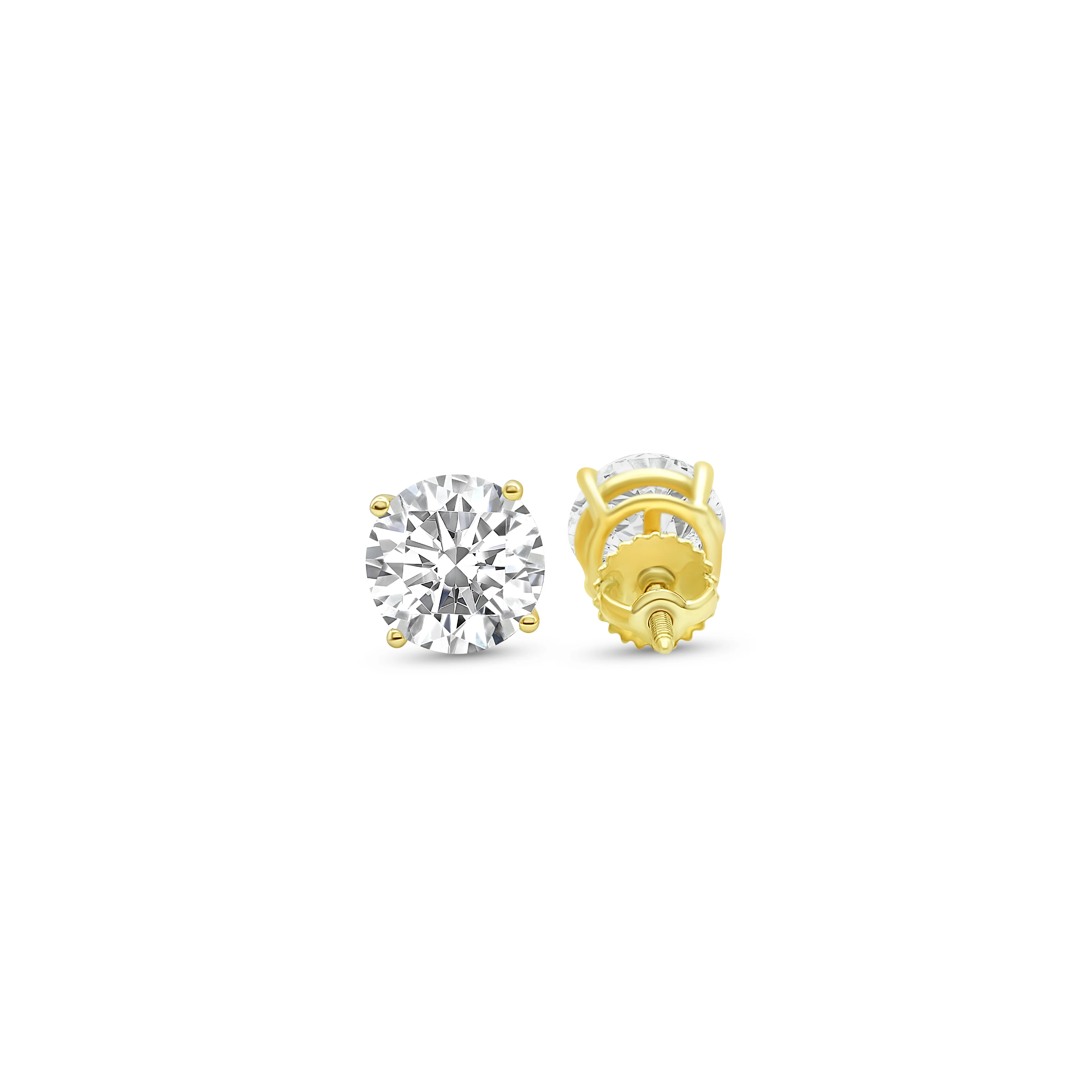 14K Yellow Gold Round Stud Earrings 4.15 CT - Image 3