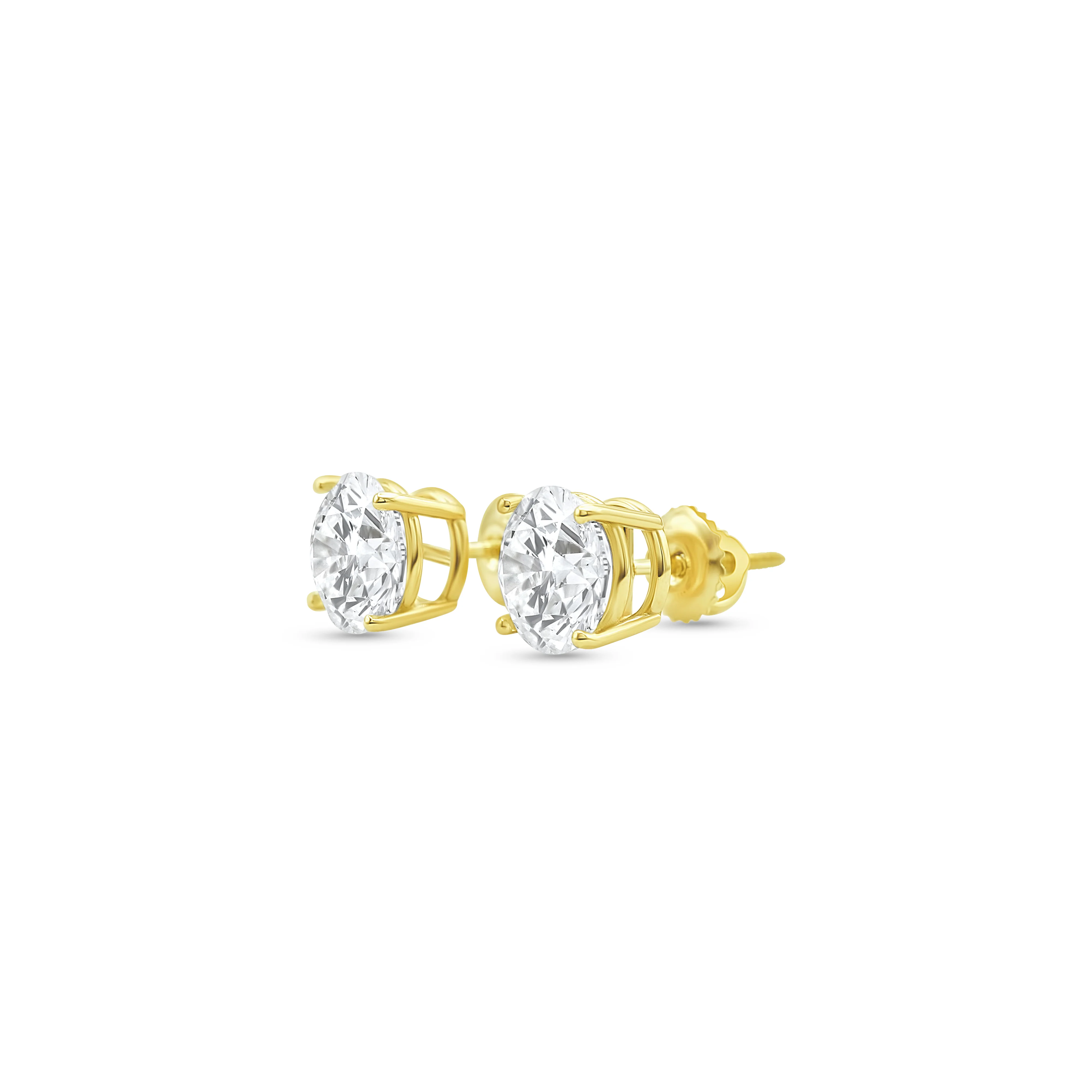 14K Yellow Gold Round Stud Earrings 4.15 CT - Image 4