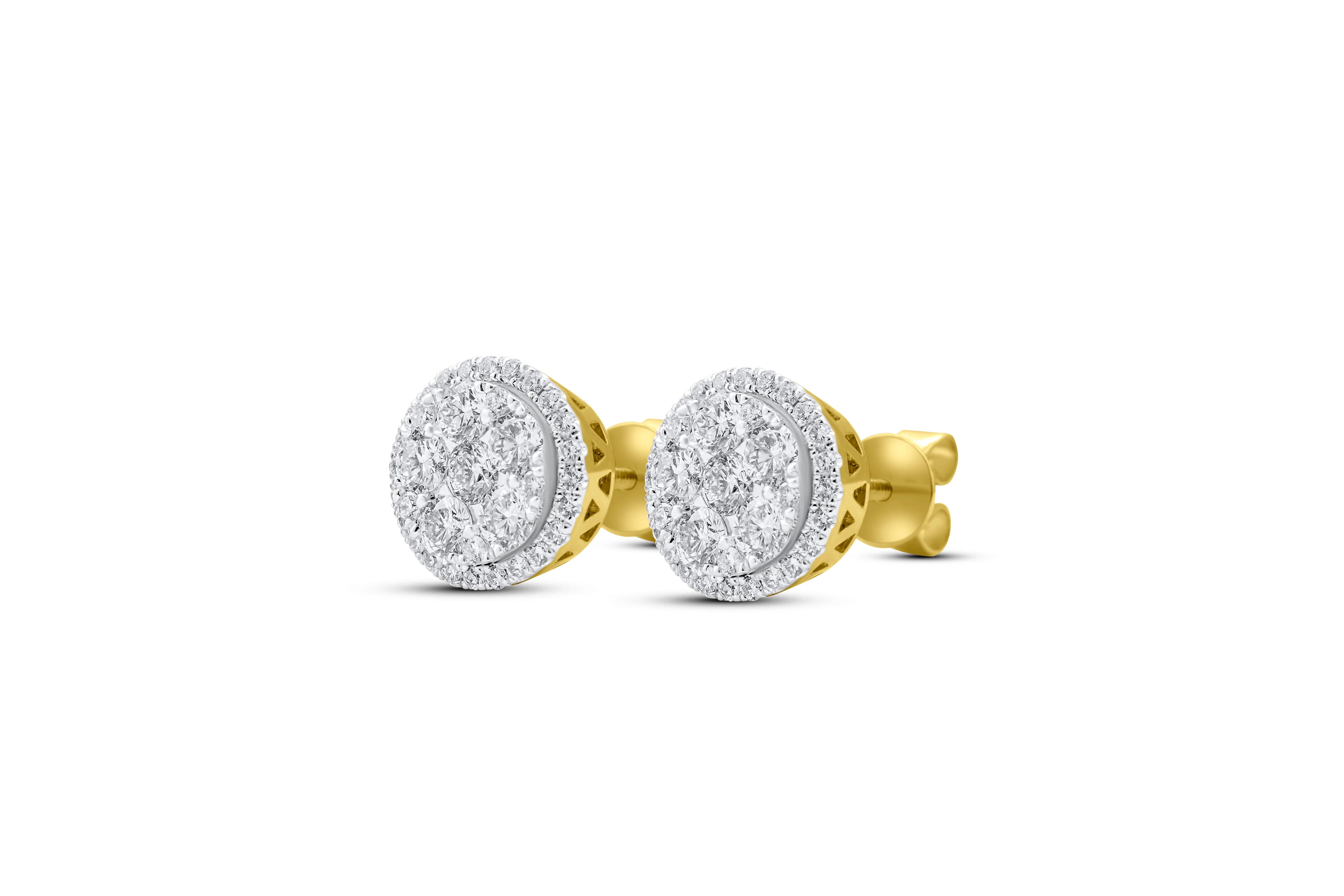 14K Yellow Gold Diamond Stud Earrings 0.91 CT - Image 2