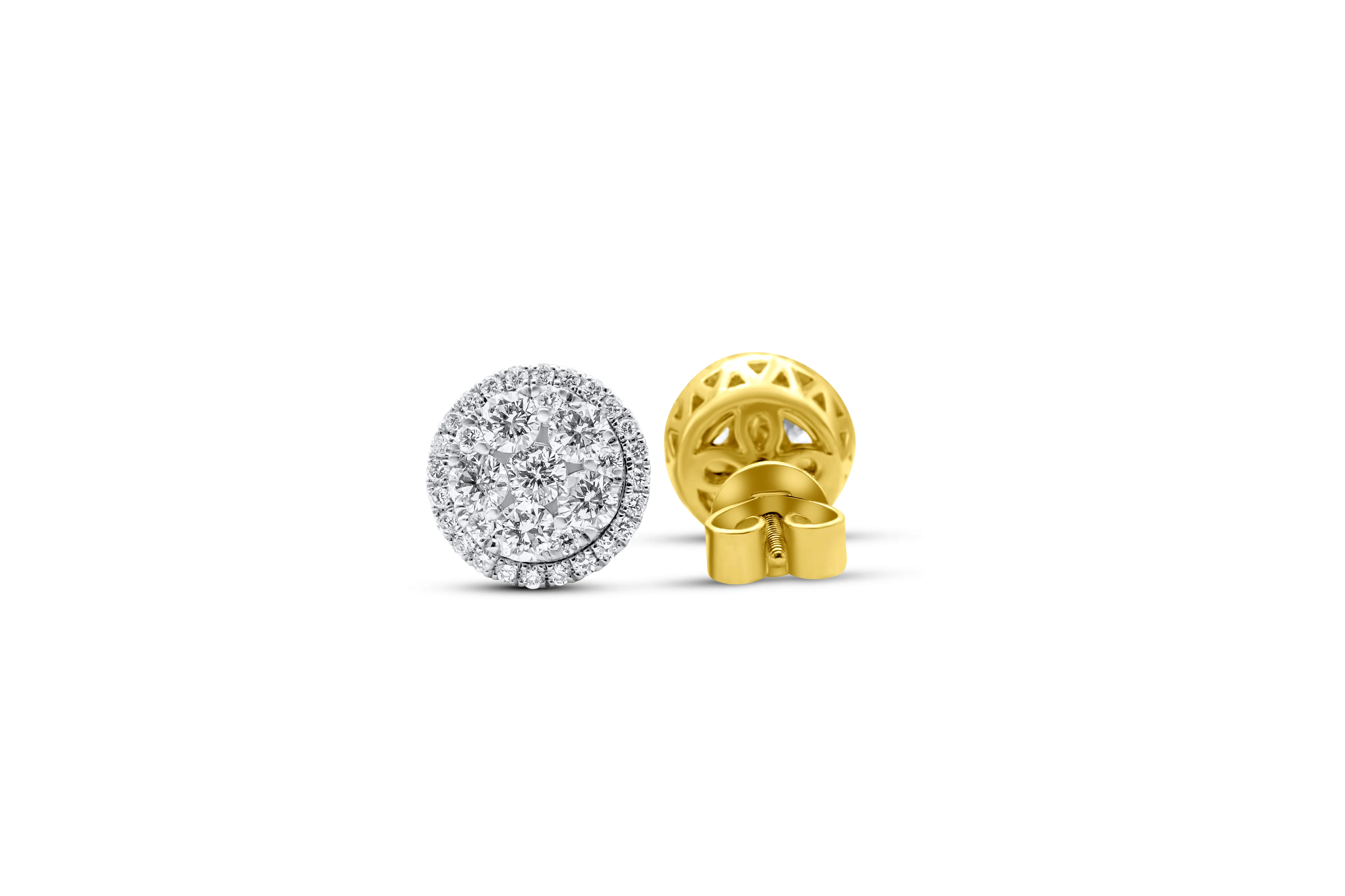 14K Yellow Gold Diamond Stud Earrings 0.91 CT - Image 3