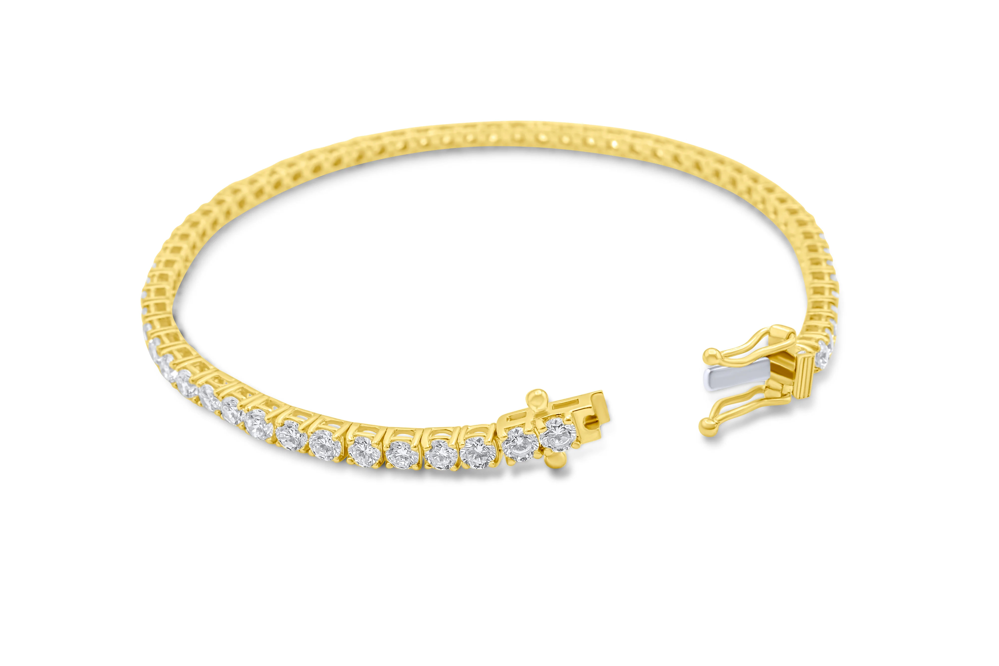 14K Yellow Gold Tennis Bracelet 4.39 CT - Image 5