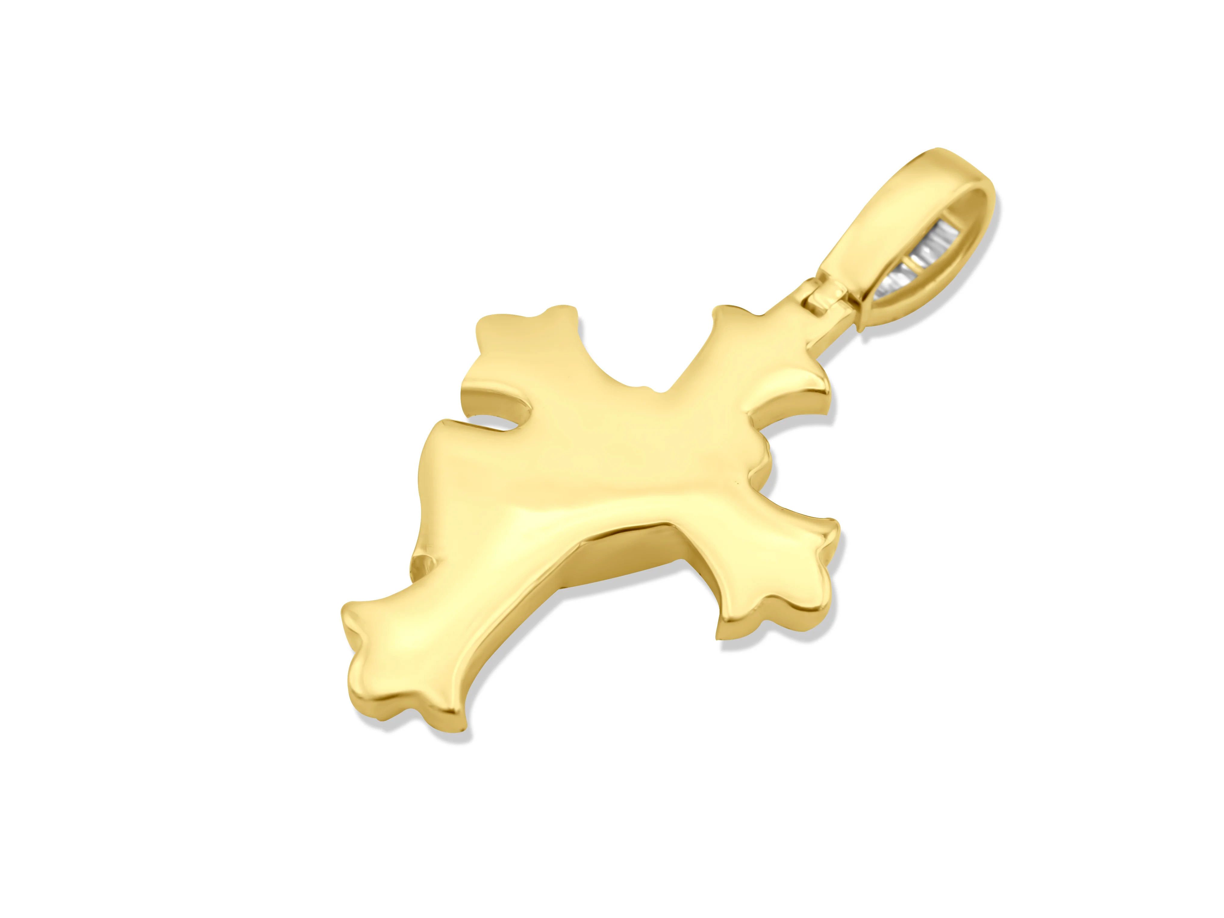 14K Gold Diamond Praying Hands Cross Pendant 1.24 CT - Image 4