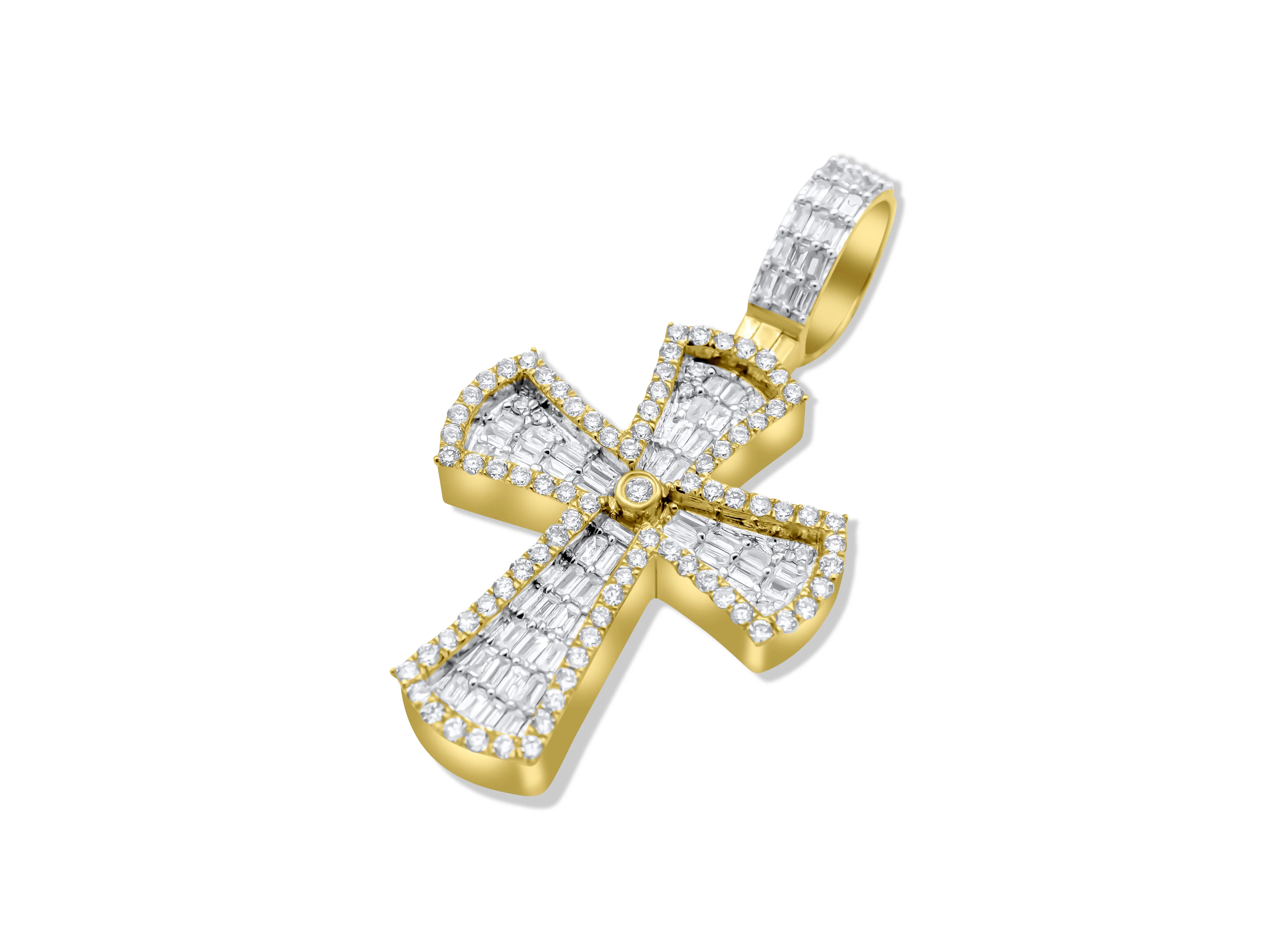 14K Gold Diamond Cross Pendant 1.43 CT - Image 3