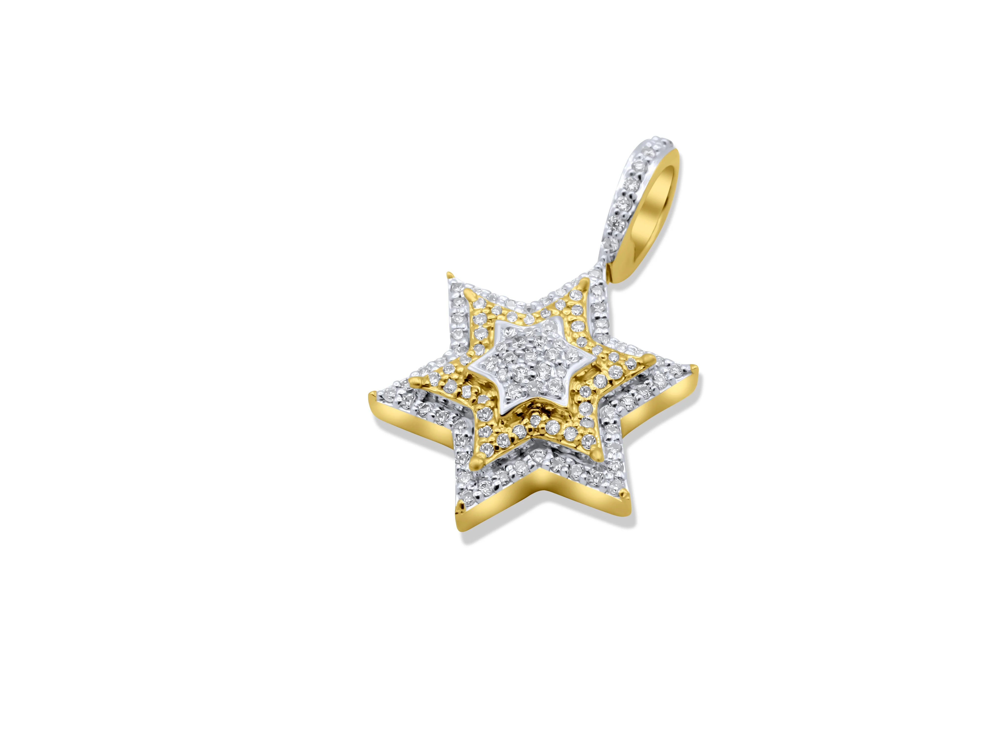 14K Gold Diamond Star Pendant 0.38 CT - Image 3