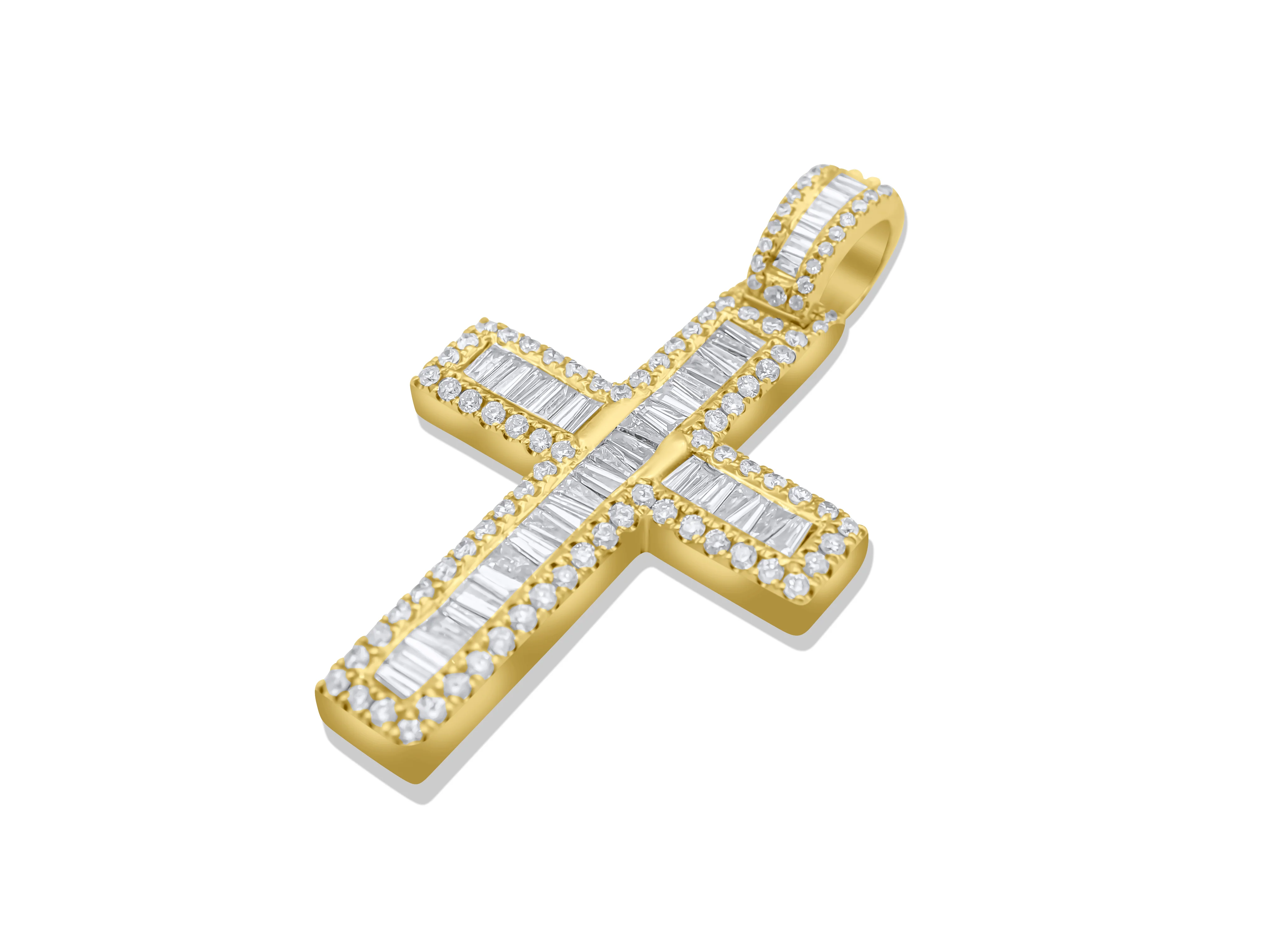 14K Gold Diamond Cross Pendant 1.80 CT - Image 3