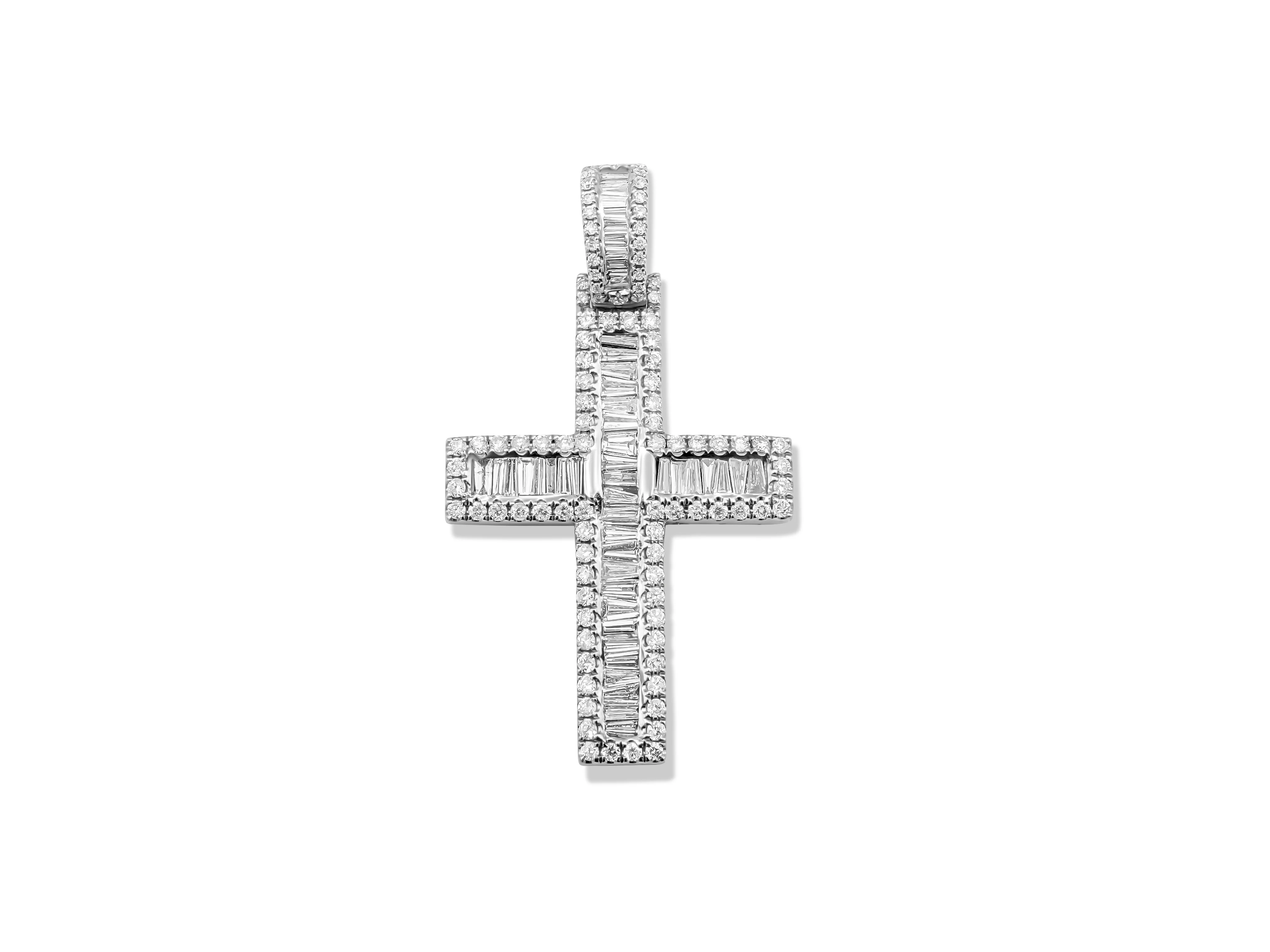 14K Gold Diamond Cross Pendant 1.80 CT - Image 5