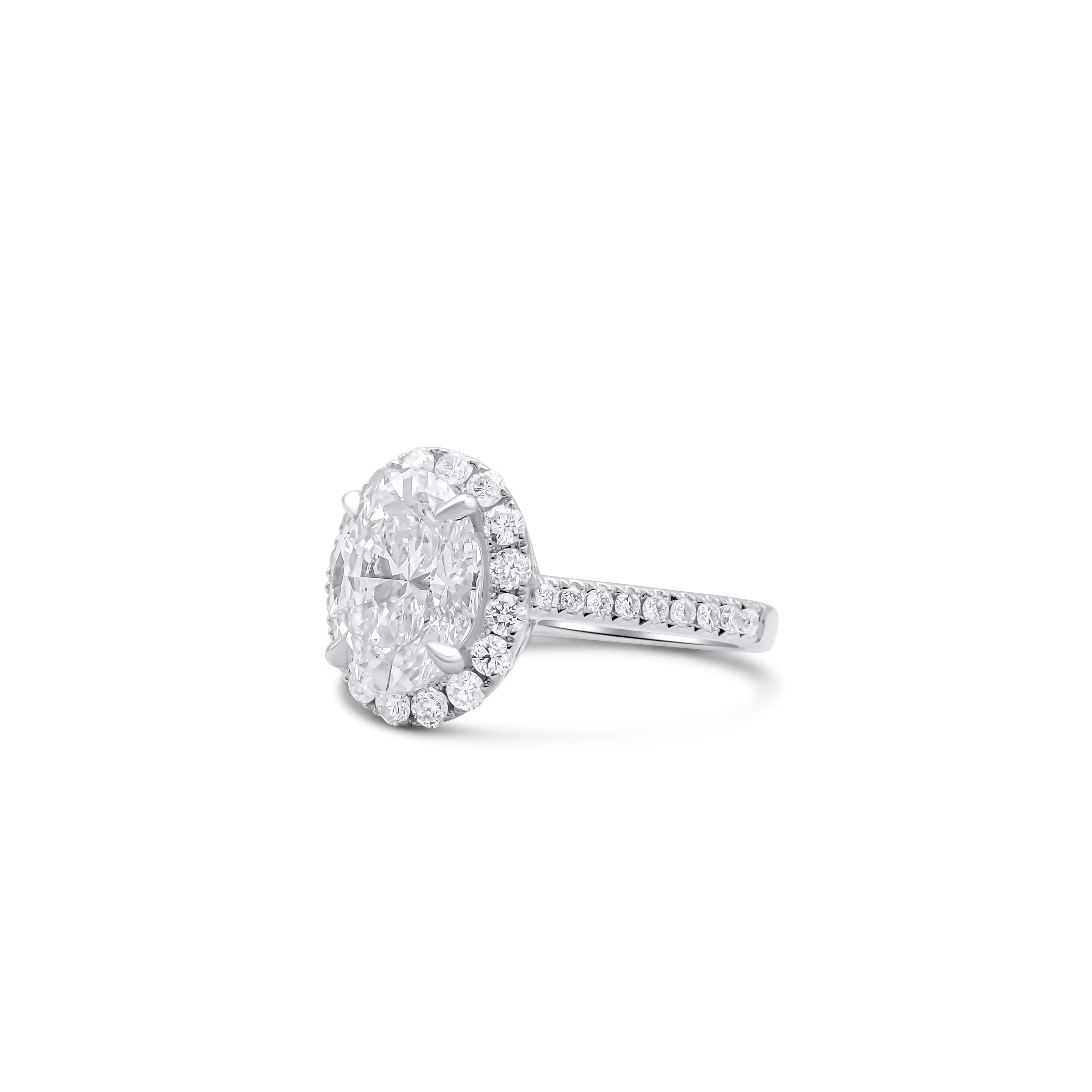 18K White Gold Oval Engagement Ring 2.50 CT - Image 3