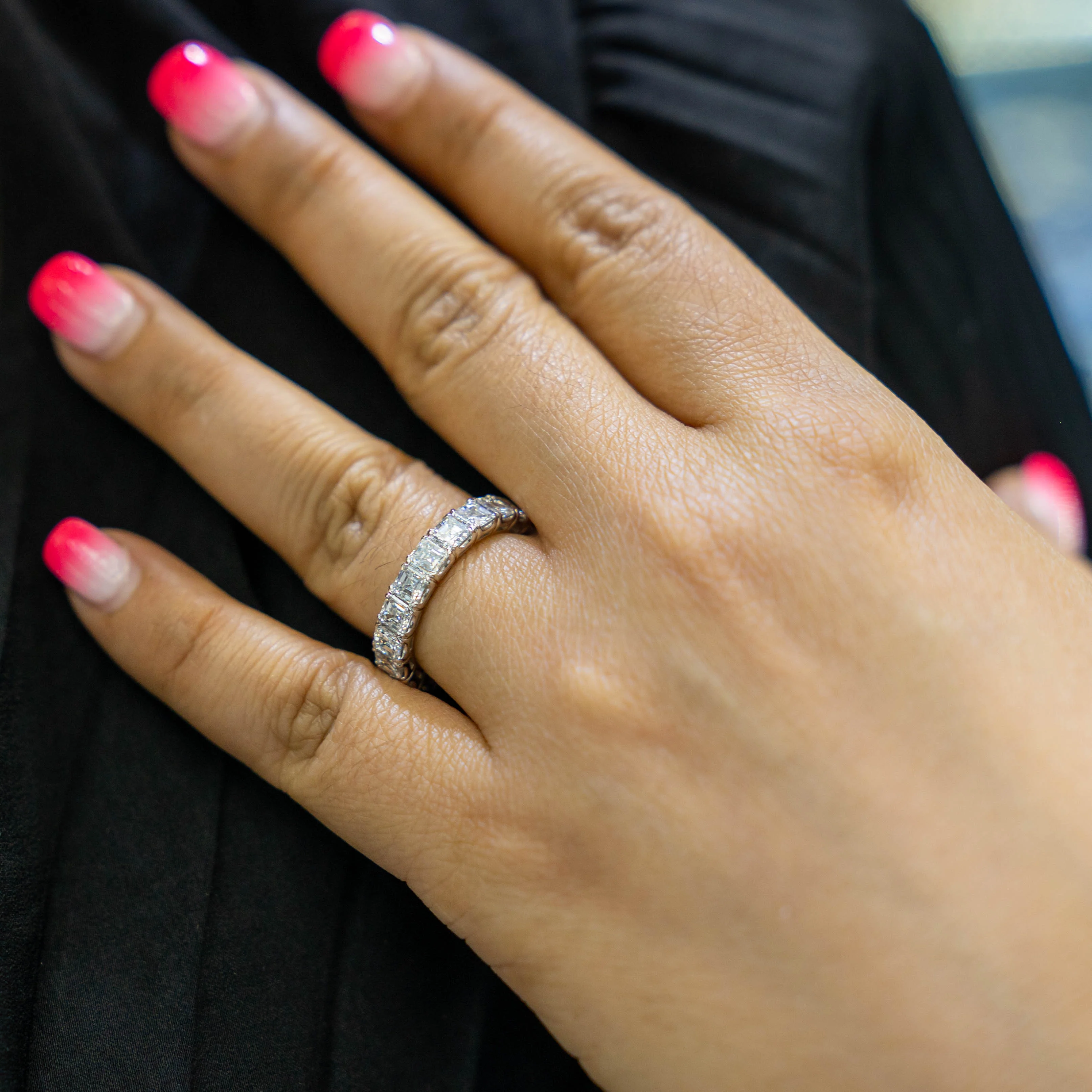 18K White Gold  Eternity Wedding Band 3.67 CT - Image 2