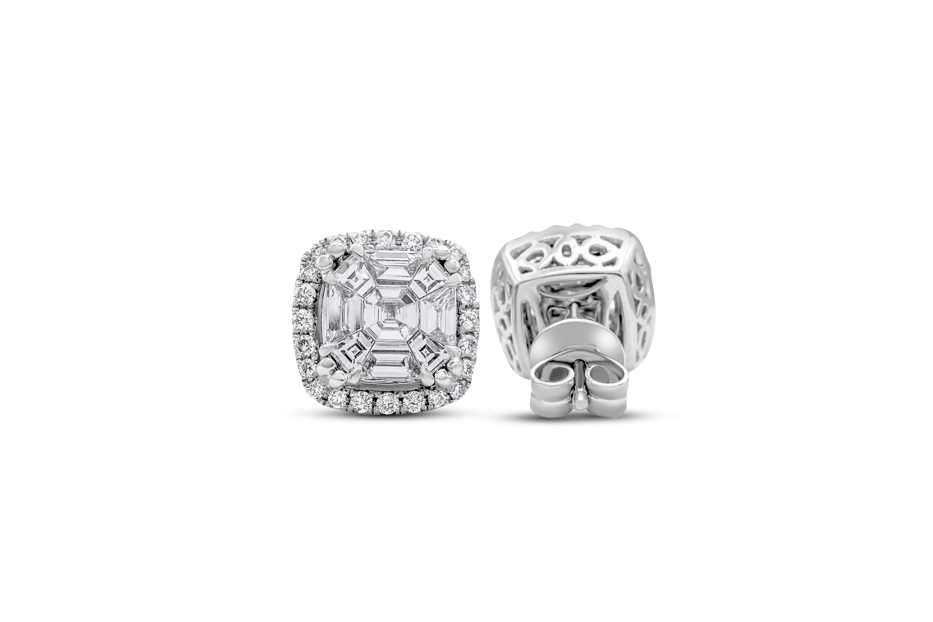 18K White Gold Stud Earrings 1.84 CT - Image 3