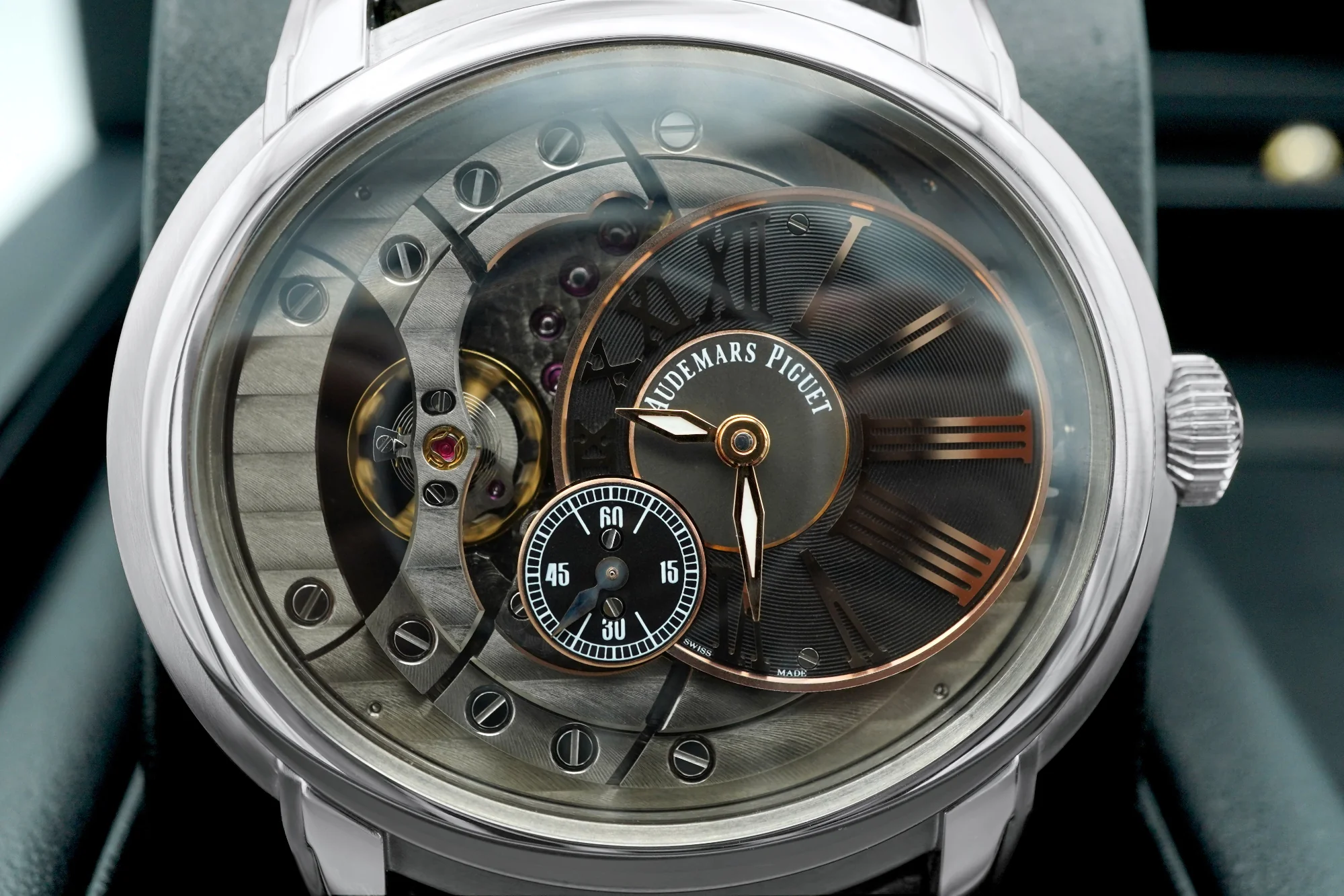 Audemars Piguet 15350ST.OO.D002CR.01 Millenary 4101 Black Dial Stainless Steel Leather Strap 2014 - Image 3