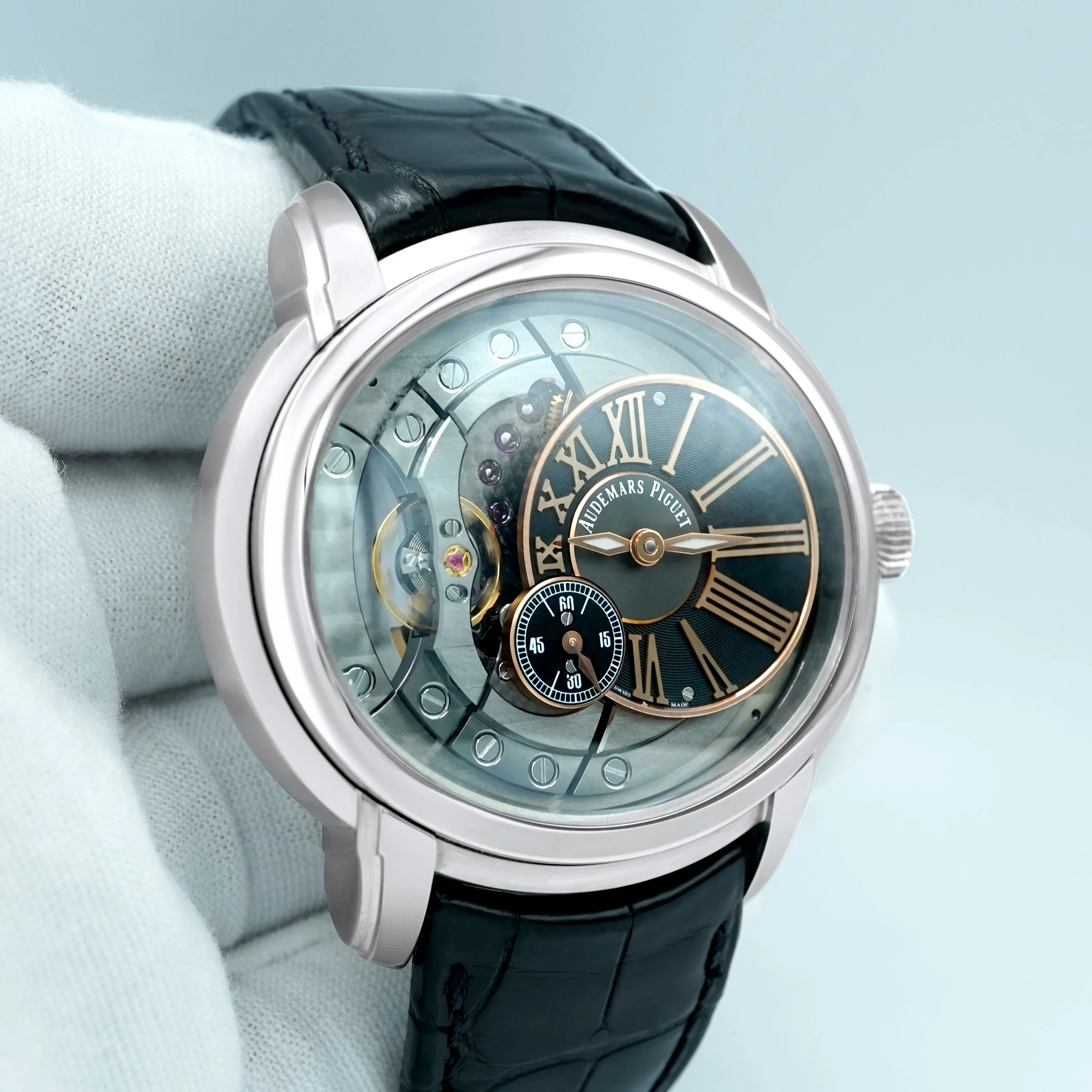 Audemars Piguet 15350ST.OO.D002CR.01 Millenary 4101 Black Dial Stainless Steel Leather Strap 2014 - Image 4