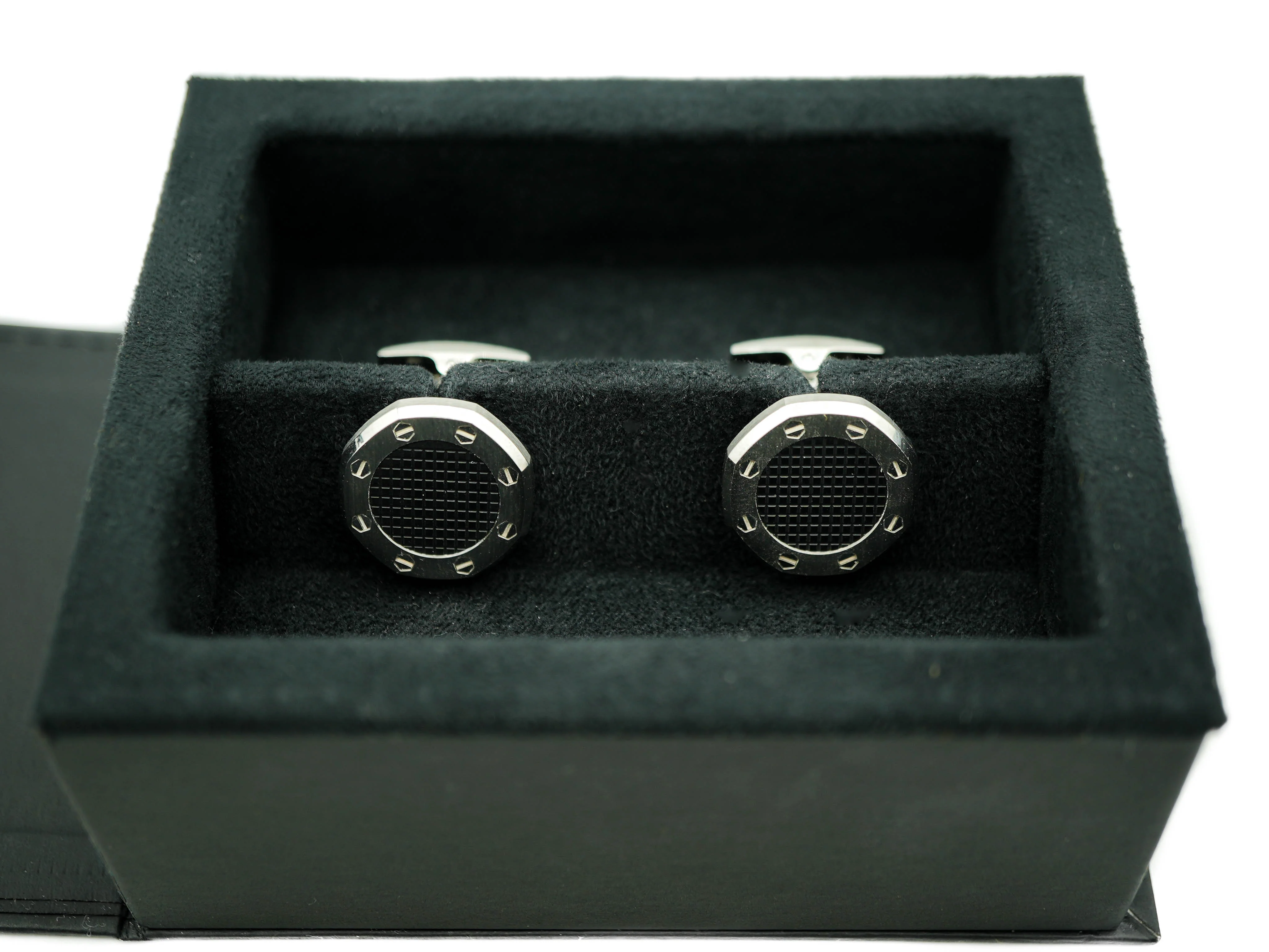 Audemars Piguet Audemars Piguet Stainless Steel Cufflinks in Black with Box - Image 5