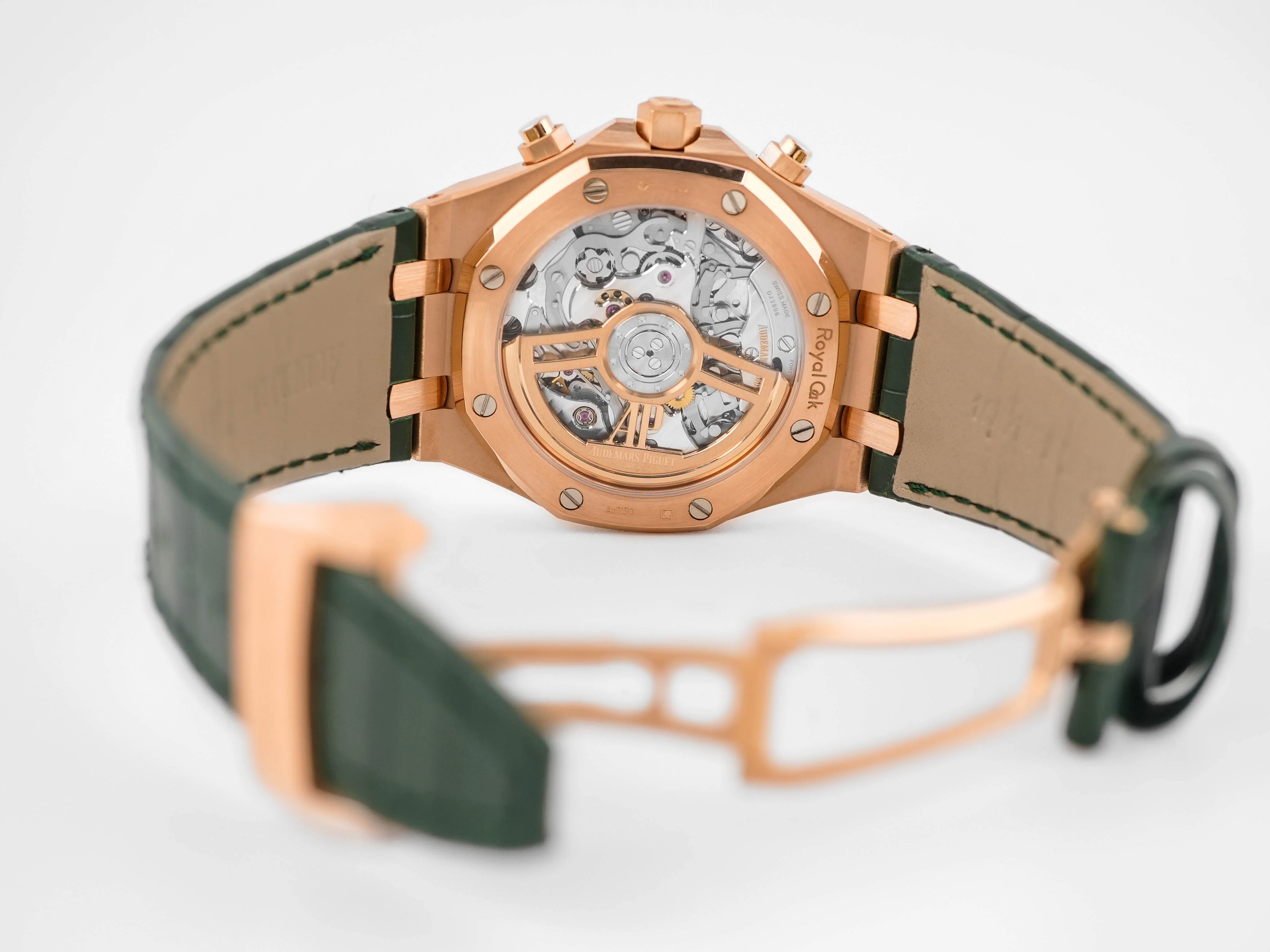 Audemars Piguet Royal Oak Chronograph 18K Rose Gold Green Dial Green Leather Strap Box and Papers 2024 - Image 10