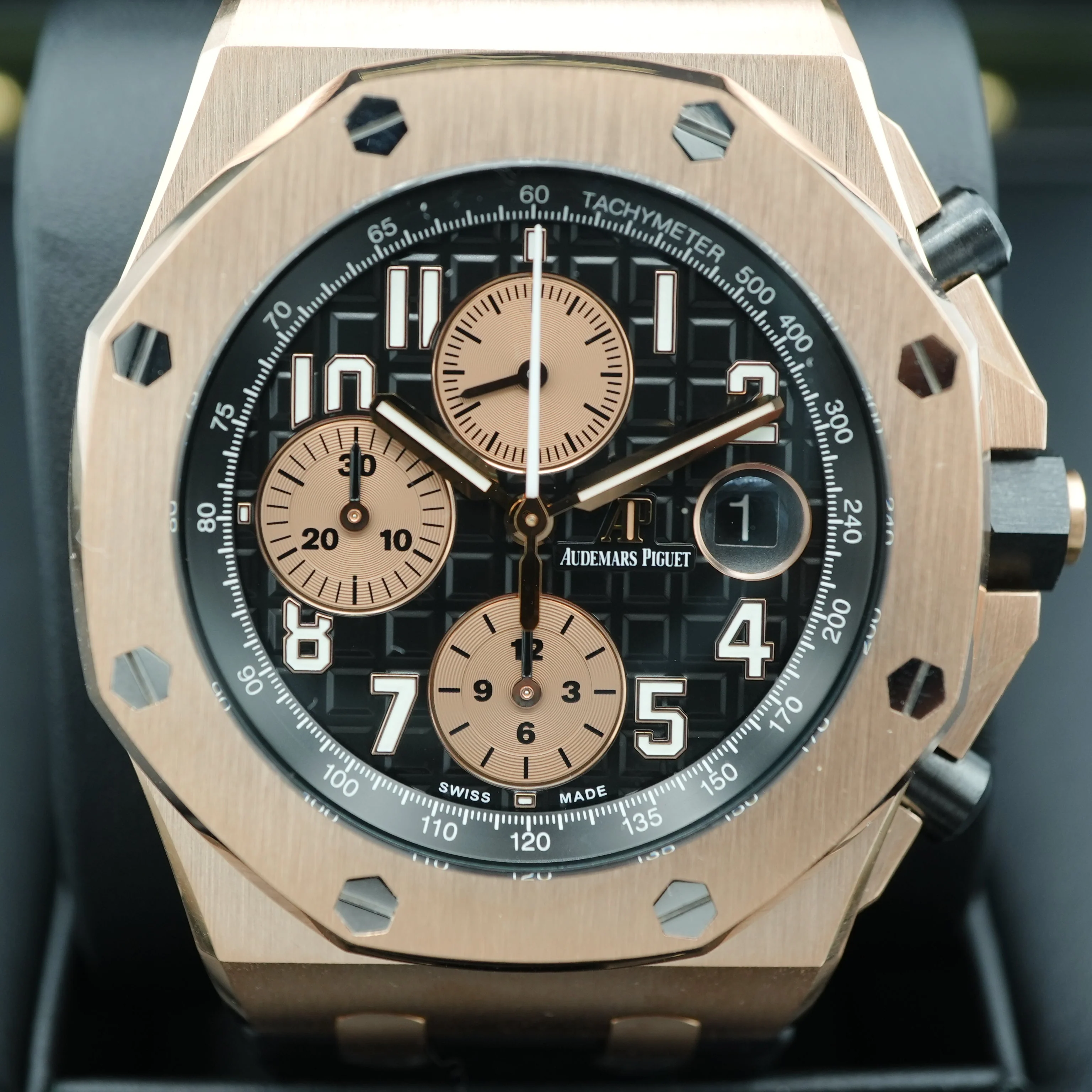 Audemars Piguet Royal Oak Offshore Chronograph 42 mm 18K Rose Gold Black Arabic Dial Complete Set 2021 - Image 3