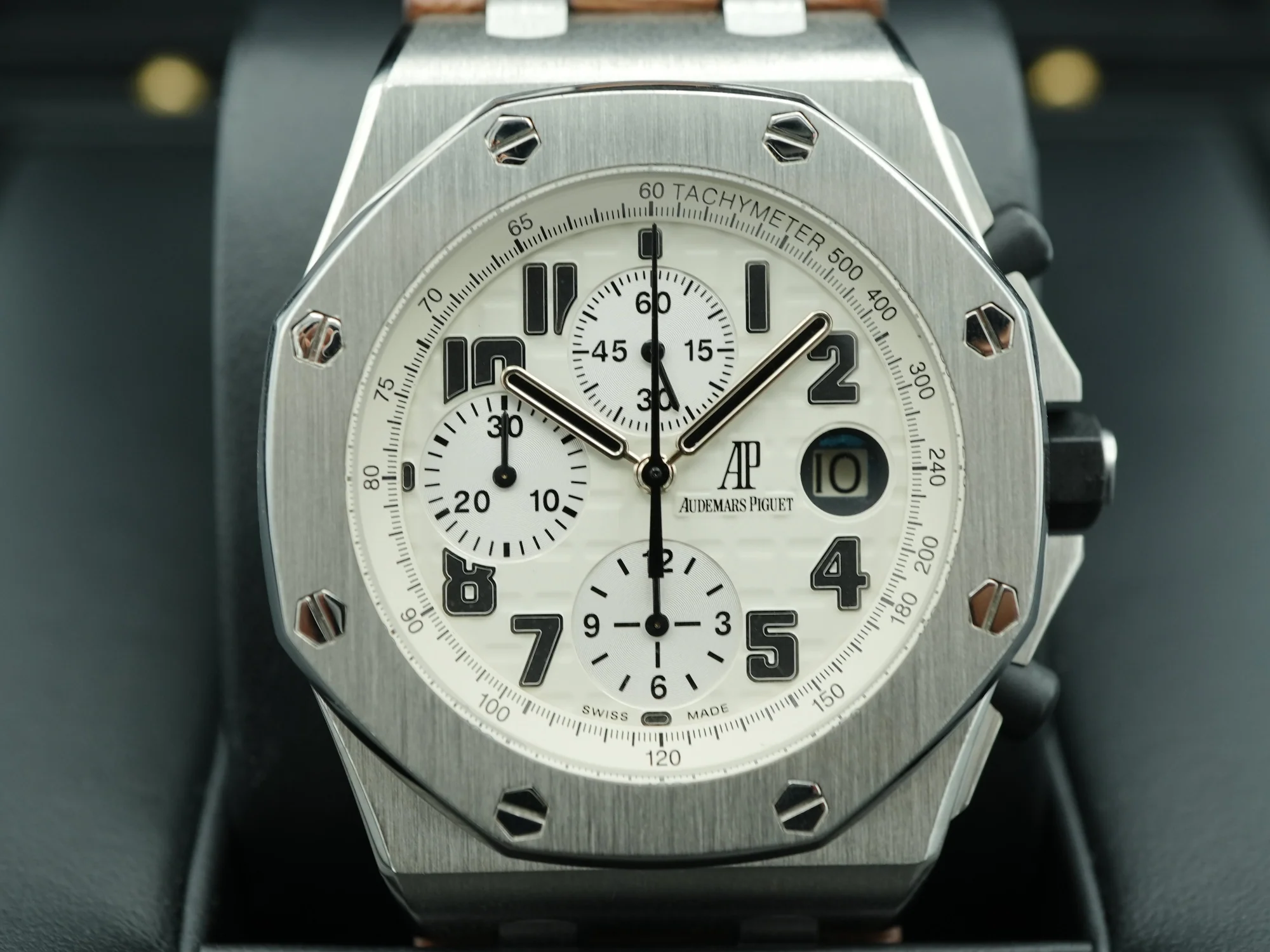 Audemars Piguet Royal Oak Offshore Chronograph Certified Safari 42 mm White Dial Leather Strap Complete Set 2011 - Image 3