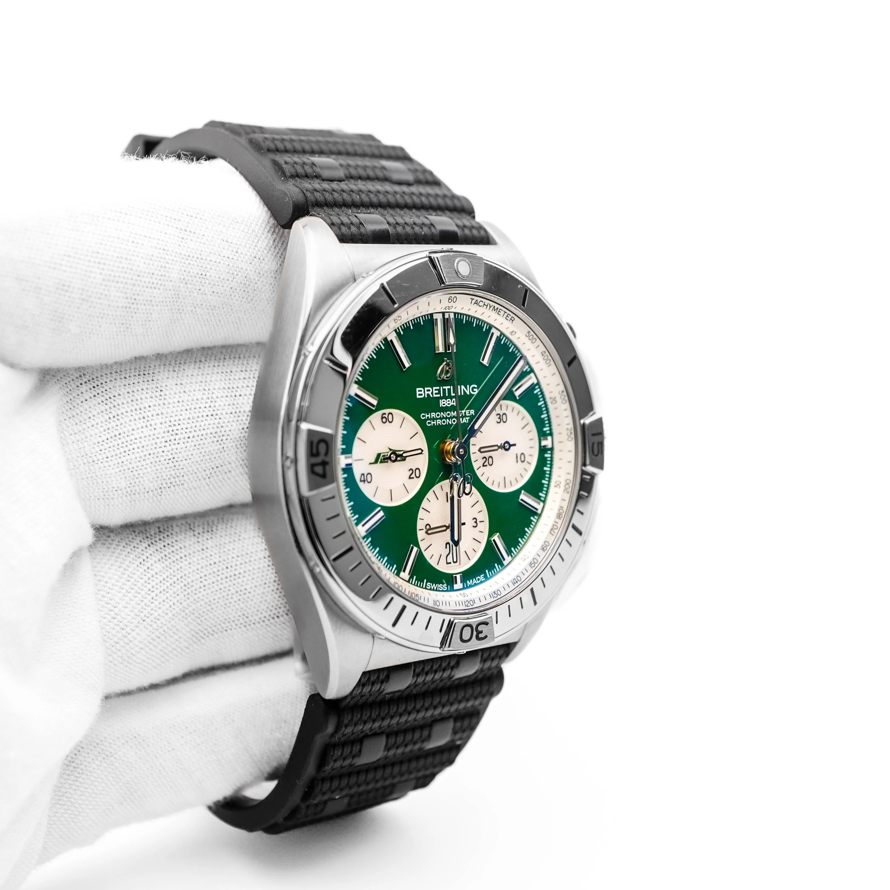 Breitling AB01342B1L5S1 Chronomat B01 Green Dial Stainless Steel Rubber Strap Box and Papers 2024 - Image 4