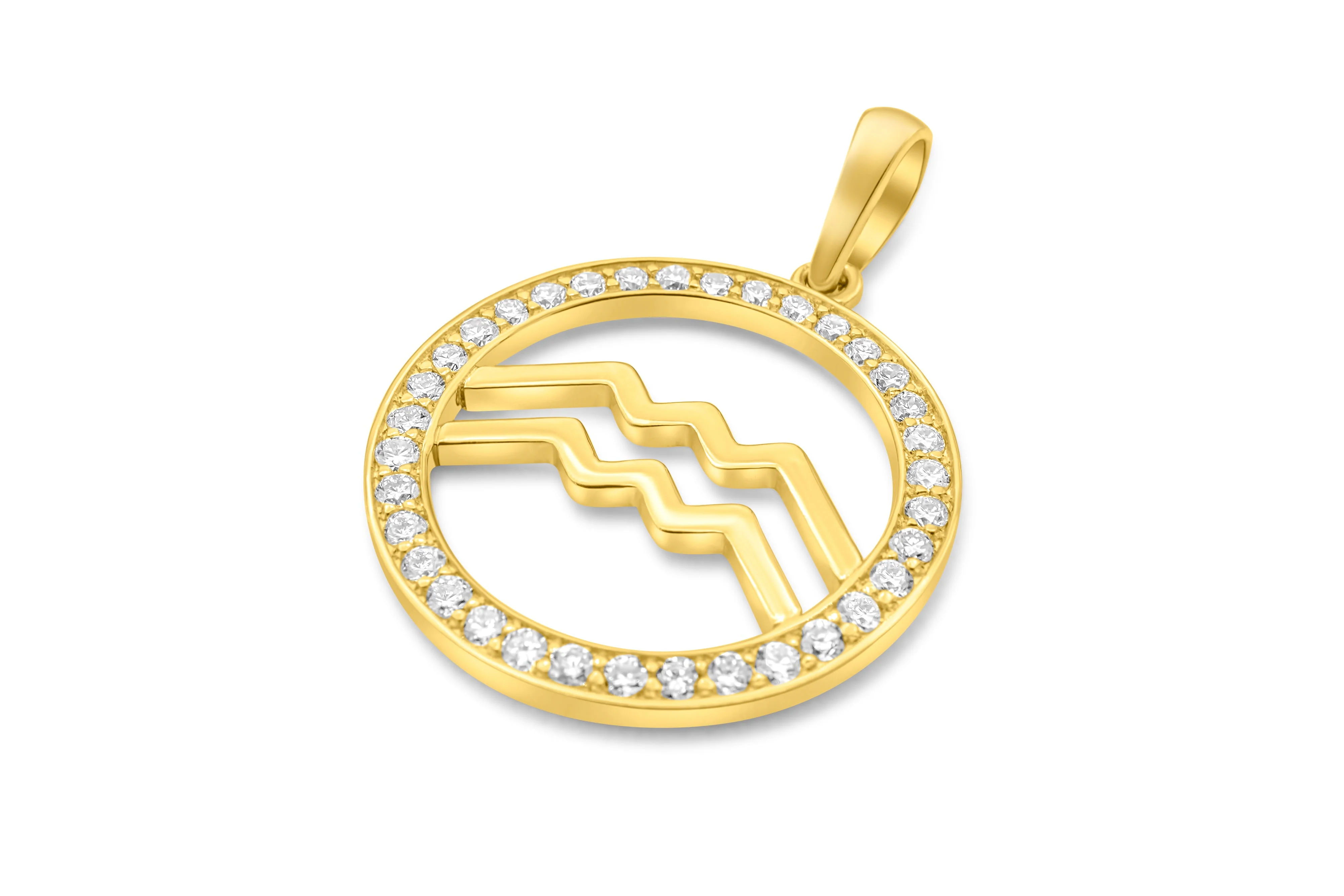 14K Gold Aquarius Zodiac Diamond Men's Pendant (0.65 CTW) - Image 3