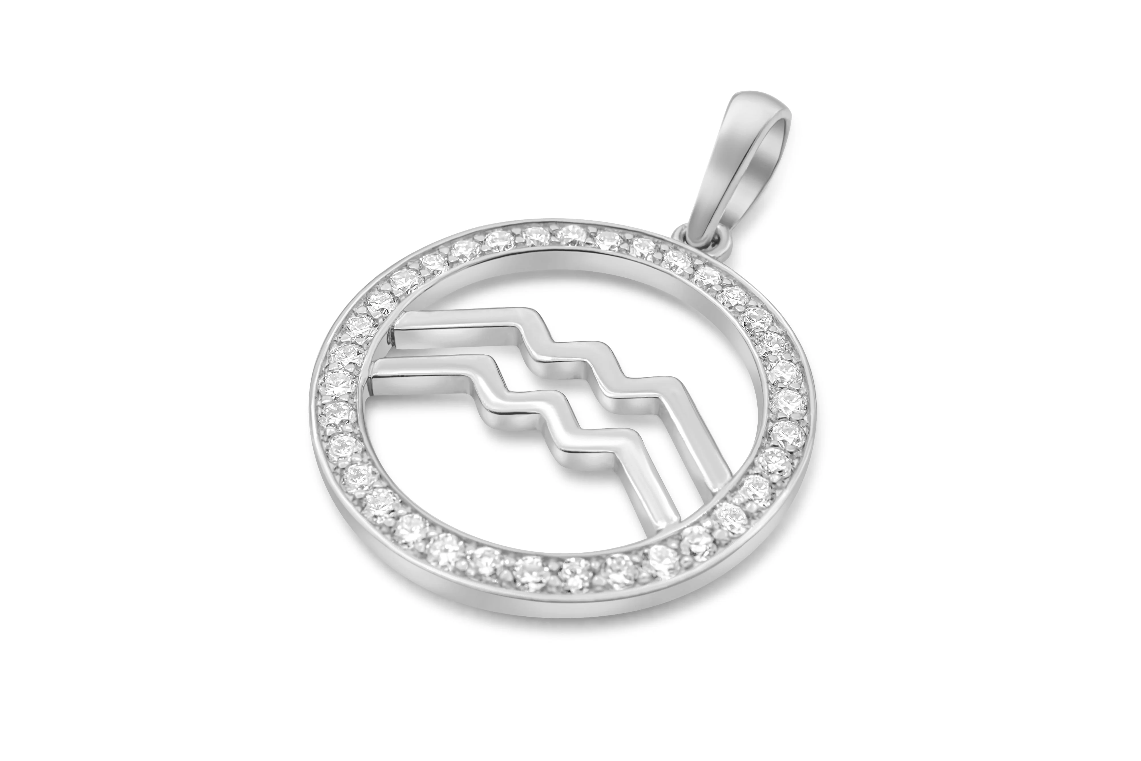 14K Gold Aquarius Zodiac Diamond Men's Pendant (0.65 CTW) - Image 5