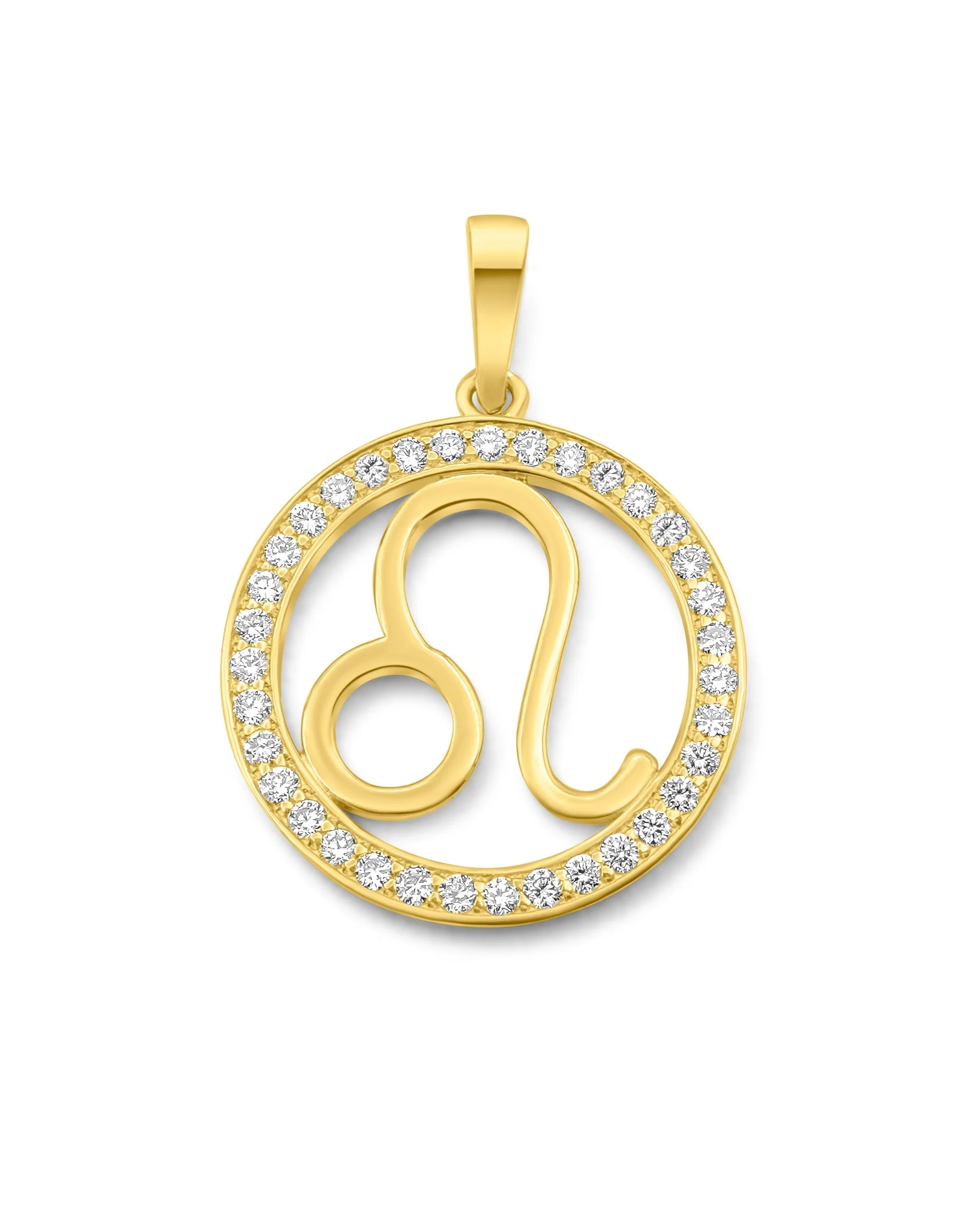 14K Gold Leo Zodiac Diamond Men's Pendant (0.65 CTW)