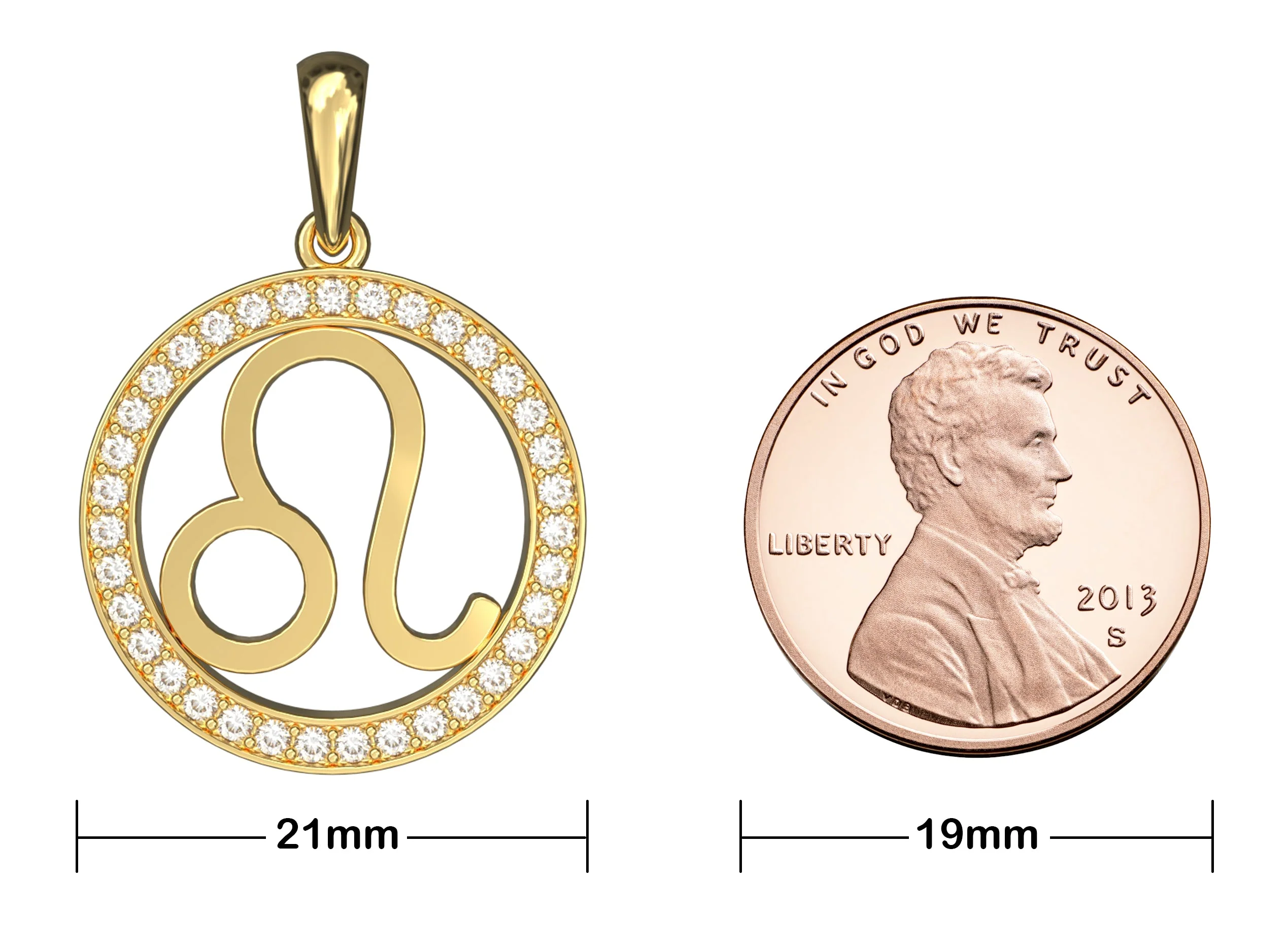 14K Gold Leo Zodiac Diamond Men's Pendant (0.65 CTW) - Image 7