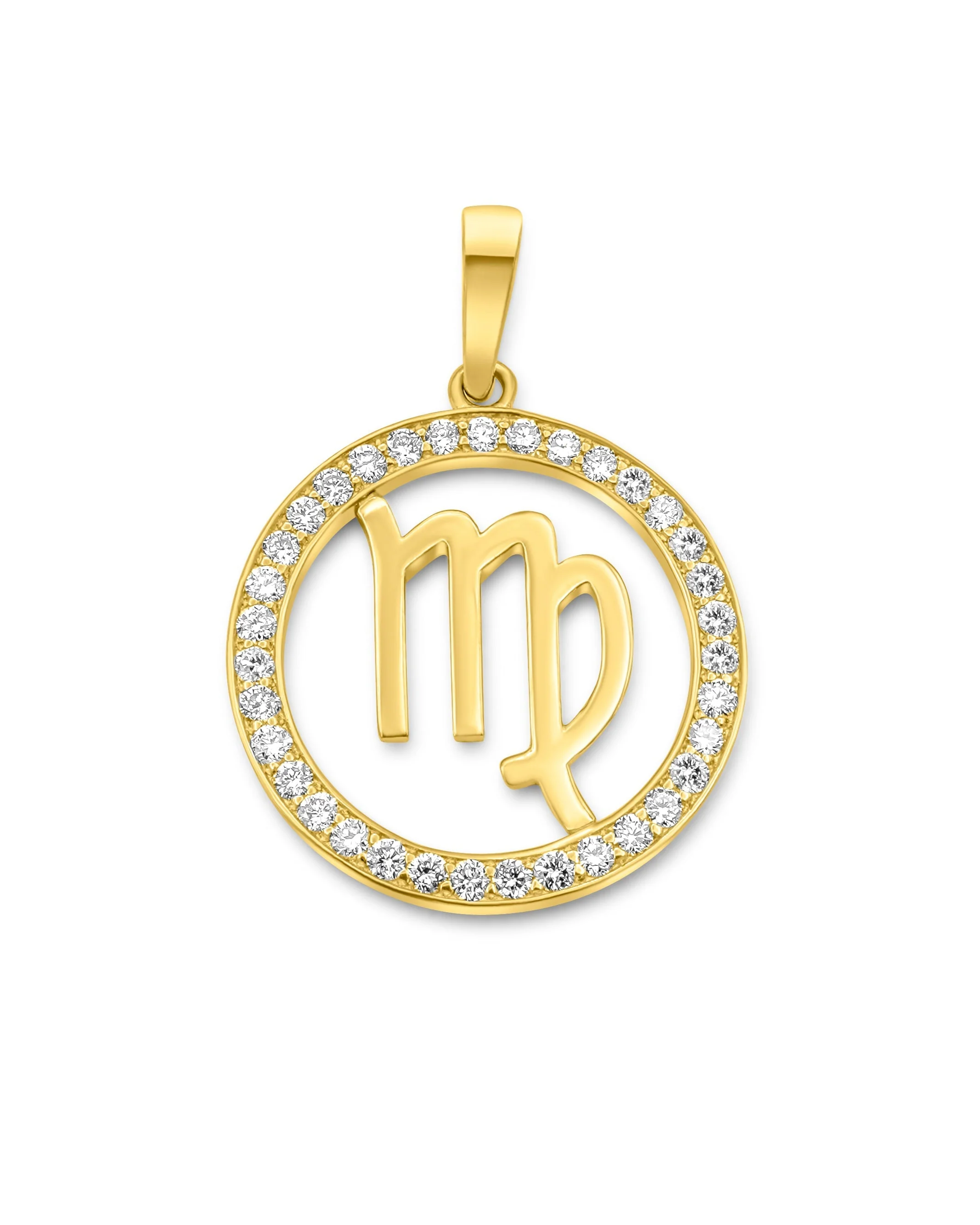 14K Gold Virgo Zodiac Diamond Men's Pendant (0.65 CTW)