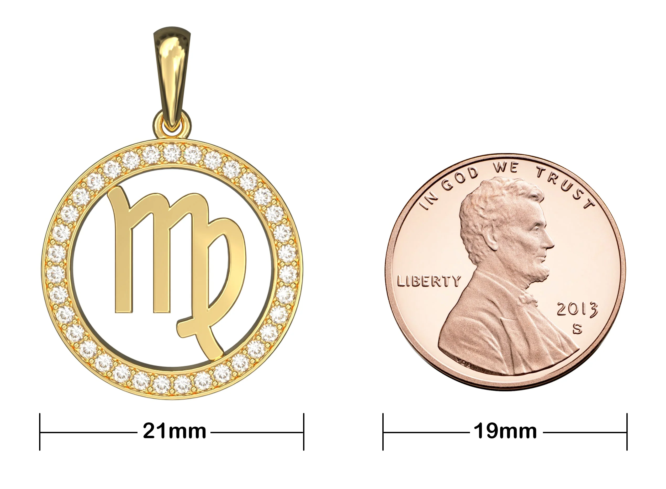 14K Gold Virgo Zodiac Diamond Men's Pendant (0.65 CTW) - Image 7