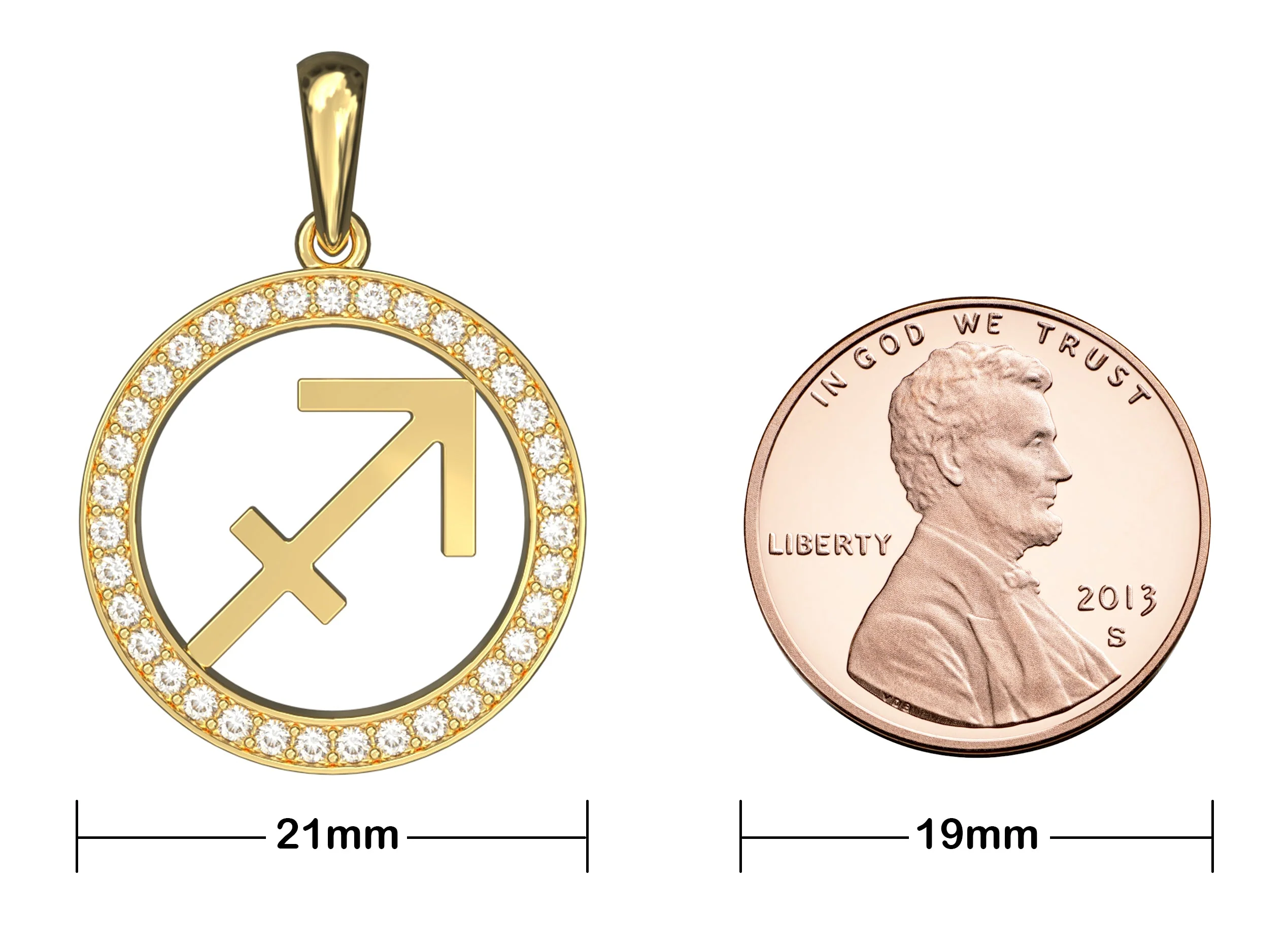 14K Gold Sagittarius Zodiac Diamond Men's Pendant (0.65 CTW) - Image 5