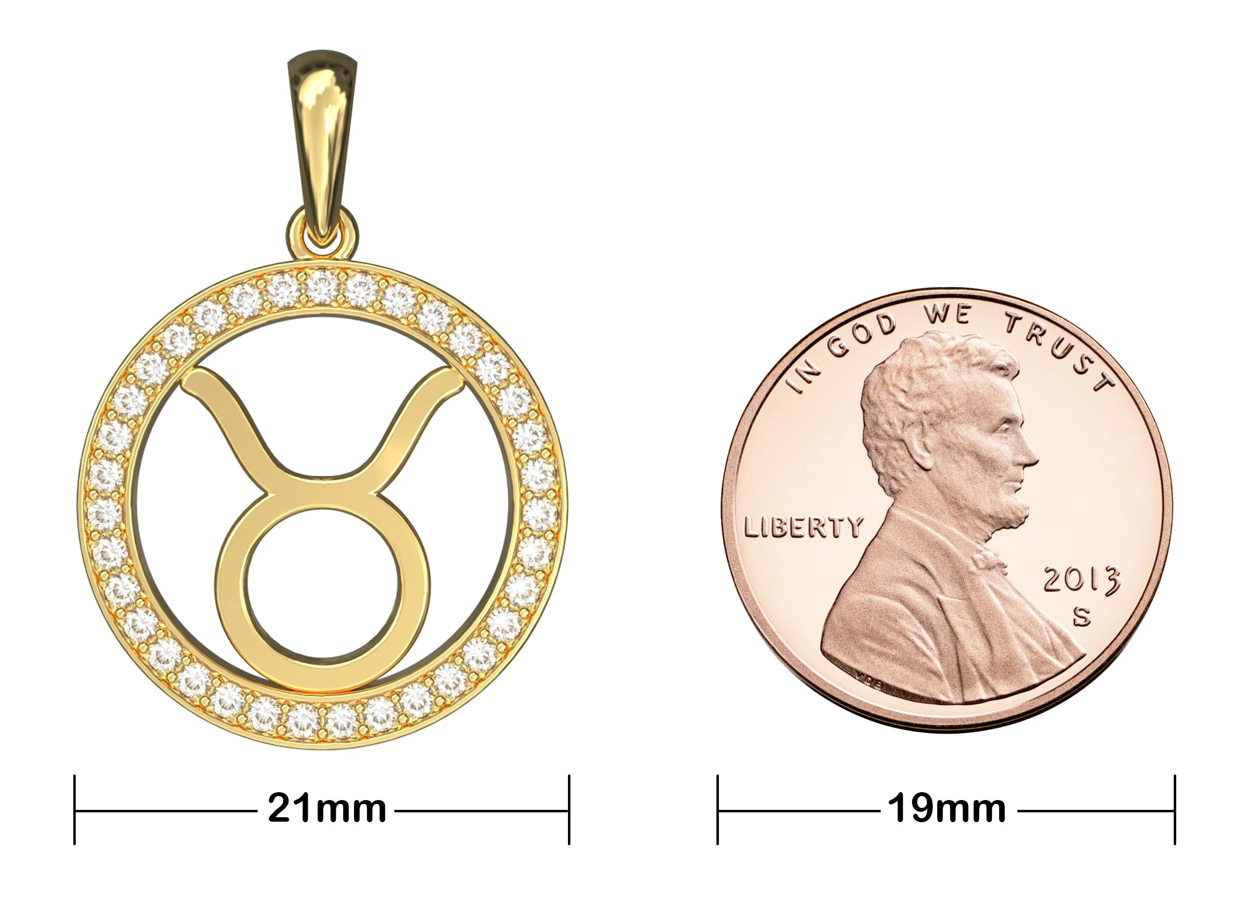 14K Gold Taurus Zodiac Diamond Men's Pendant (0.65 CTW) - Image 7