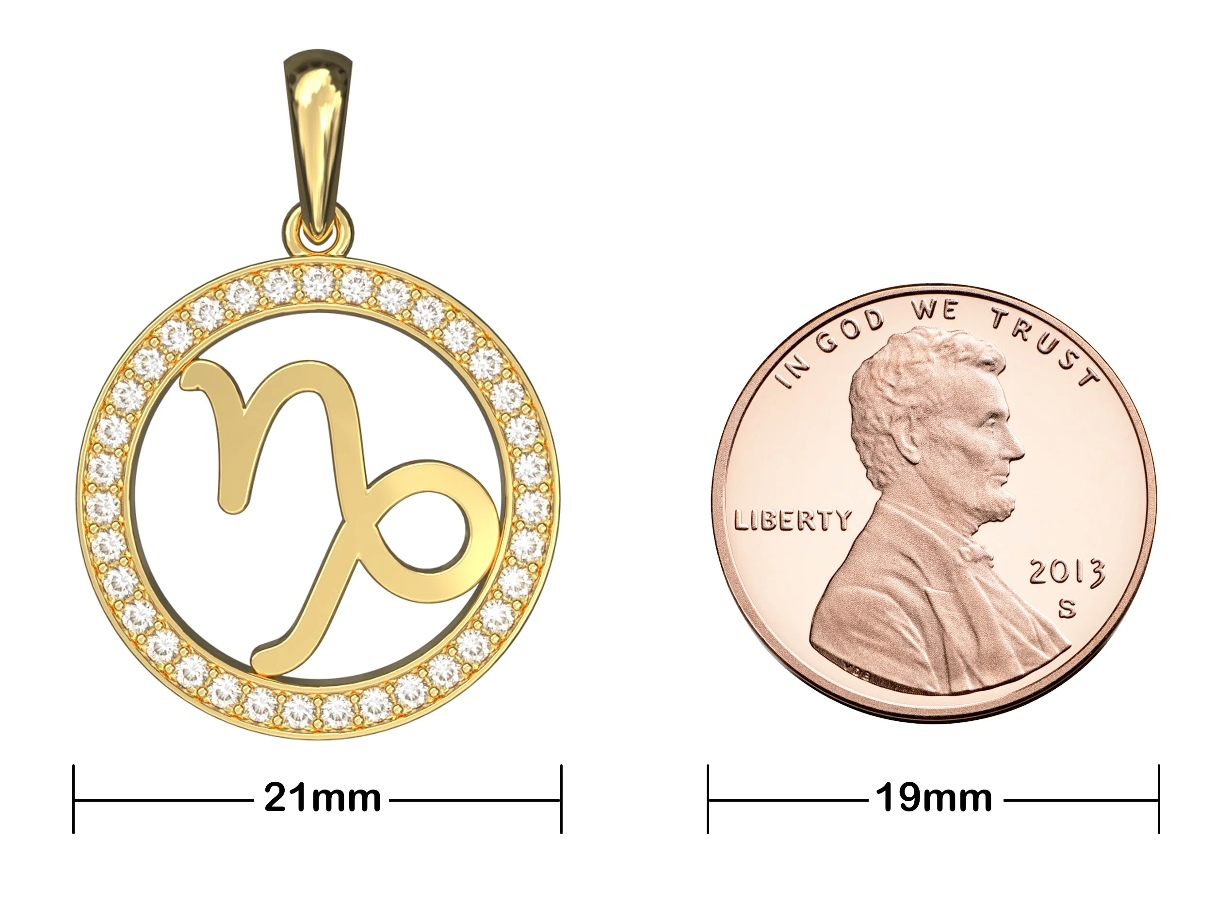 14K Gold Capricorn Zodiac Diamond Men's Pendant (0.65 CTW) - Image 7