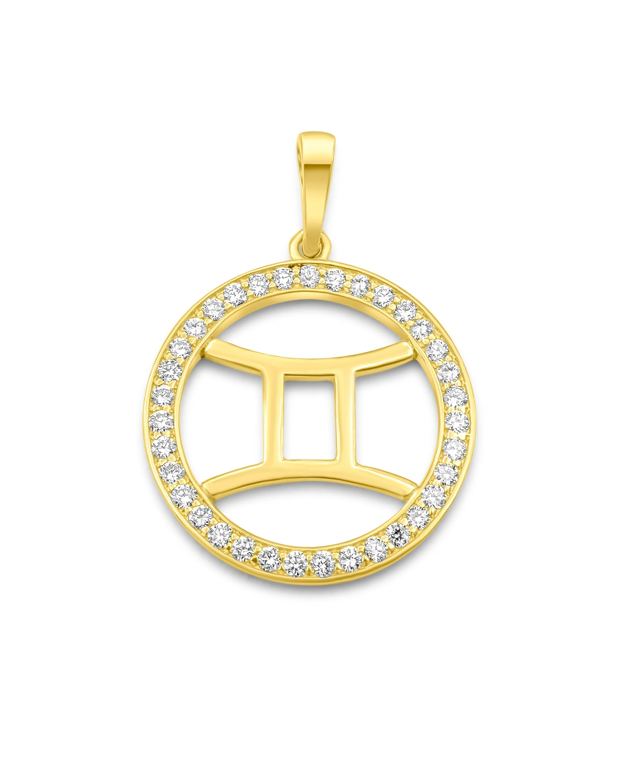 14K Gold Gemini Zodiac Diamond Men's Pendant (0.65 CTW)