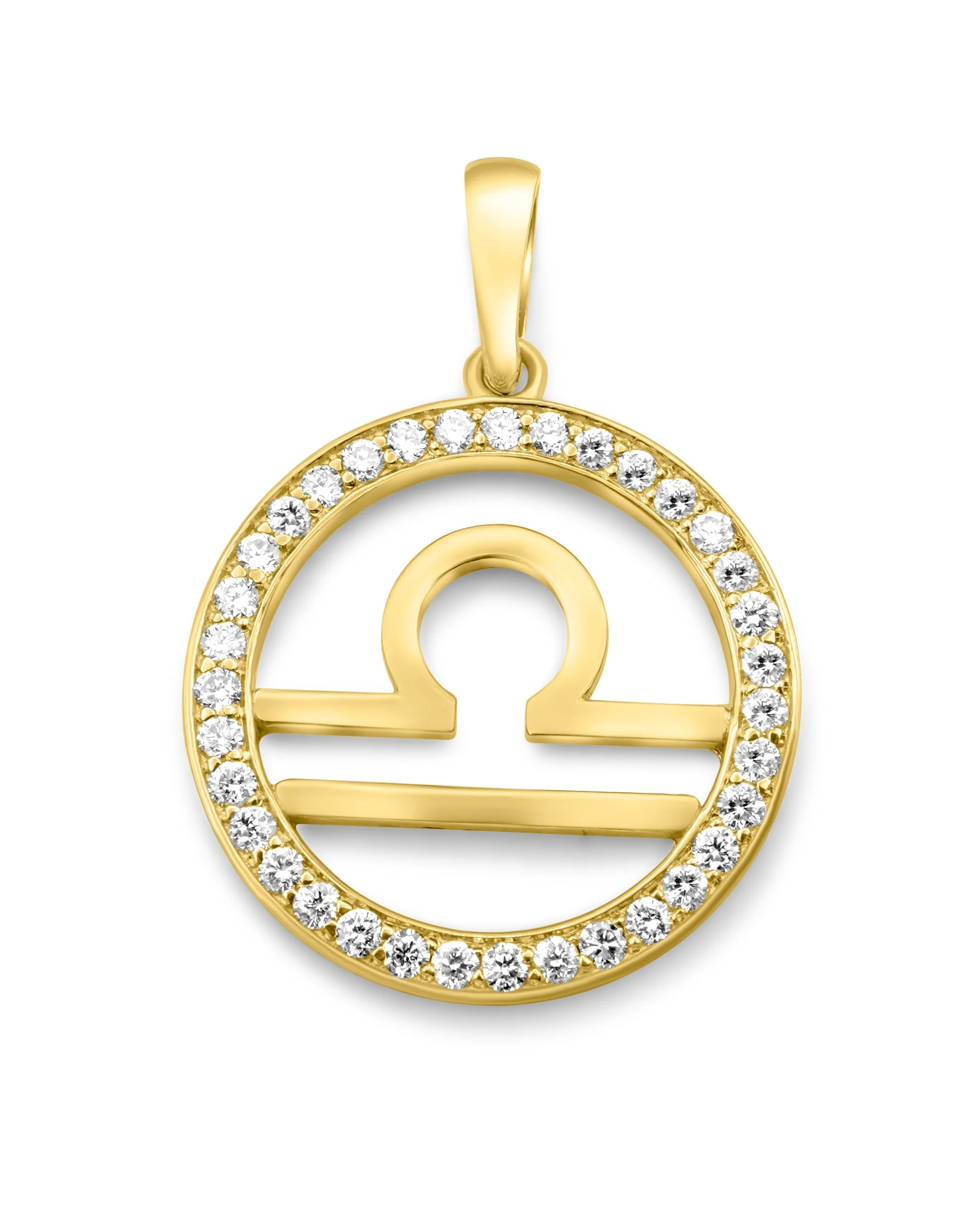 14K Gold Libra Zodiac Diamond Men's Pendant (0.65 CTW)