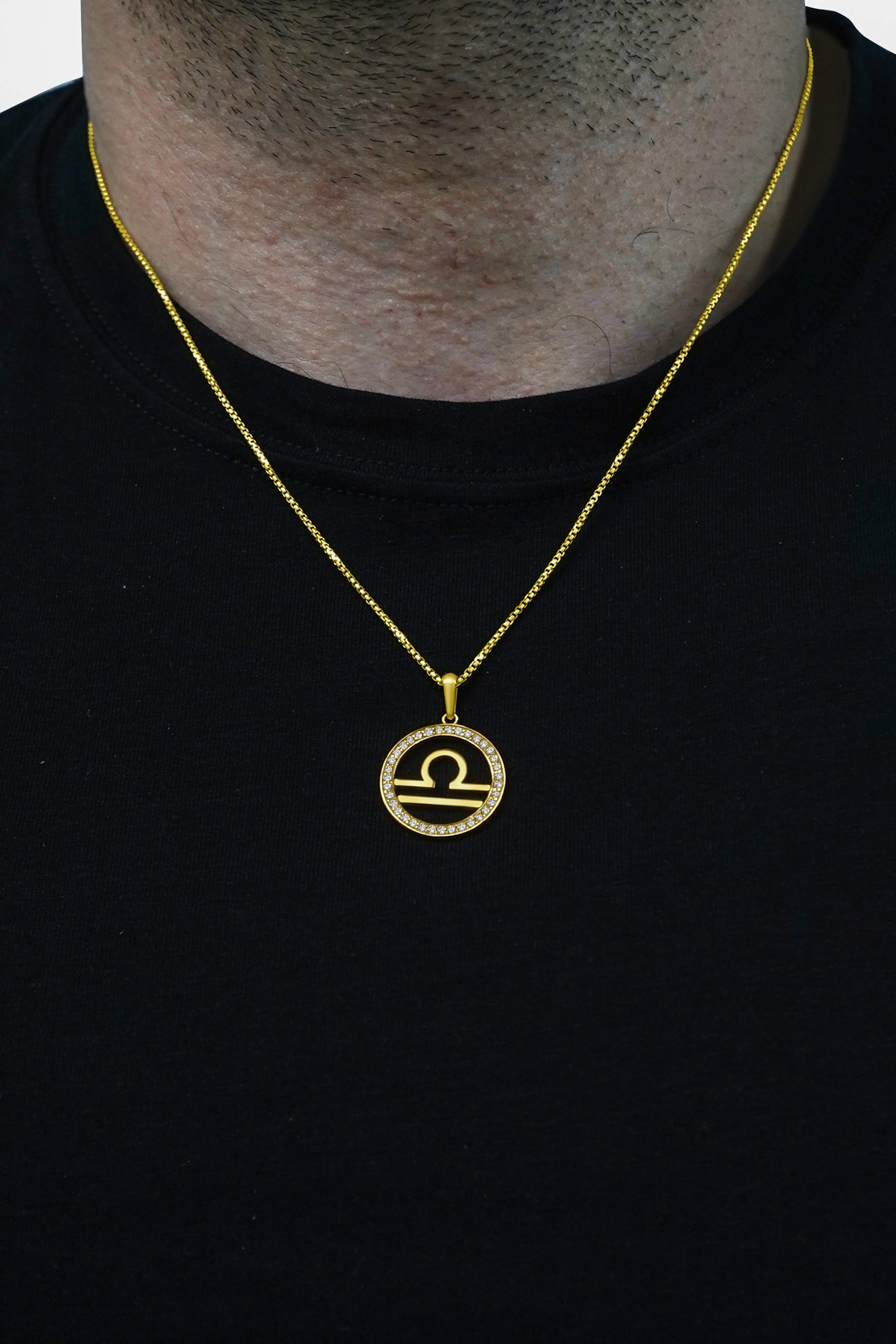 14K Gold Libra Zodiac Diamond Men's Pendant (0.65 CTW) - Image 2