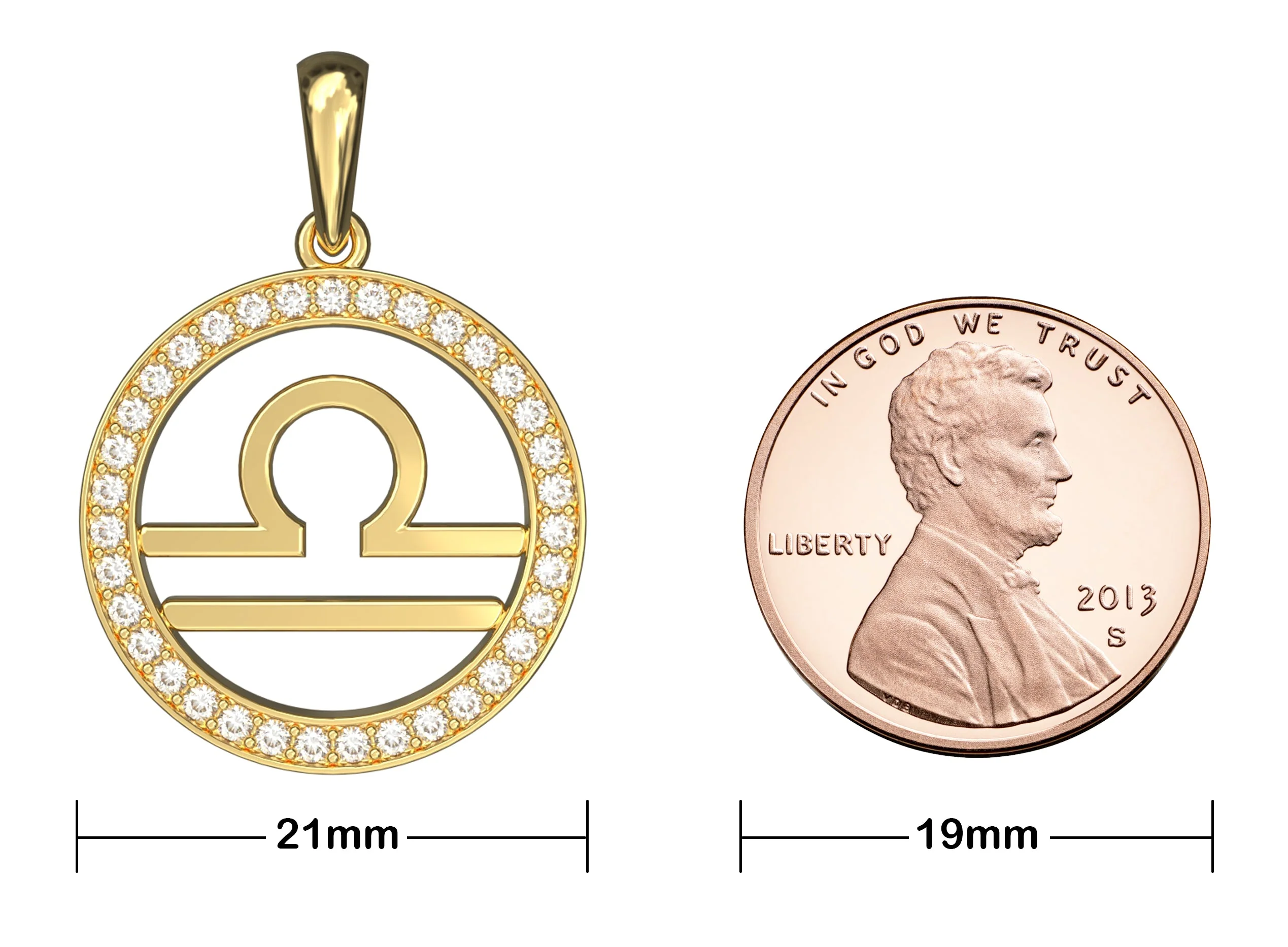 14K Gold Libra Zodiac Diamond Men's Pendant (0.65 CTW) - Image 7