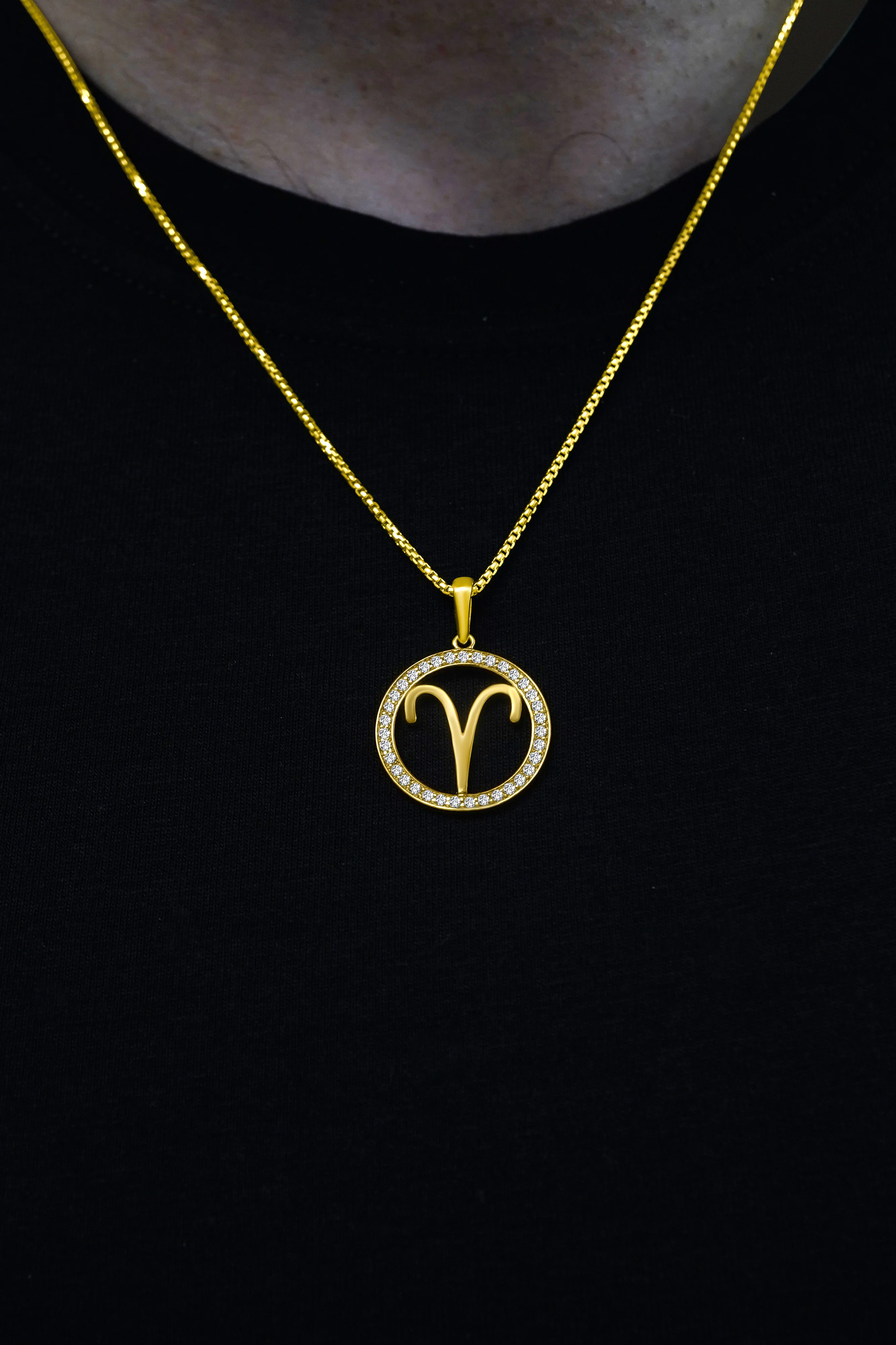 14K Gold Aries Zodiac Diamond Men's Pendant (0.65 CTW) - Image 2