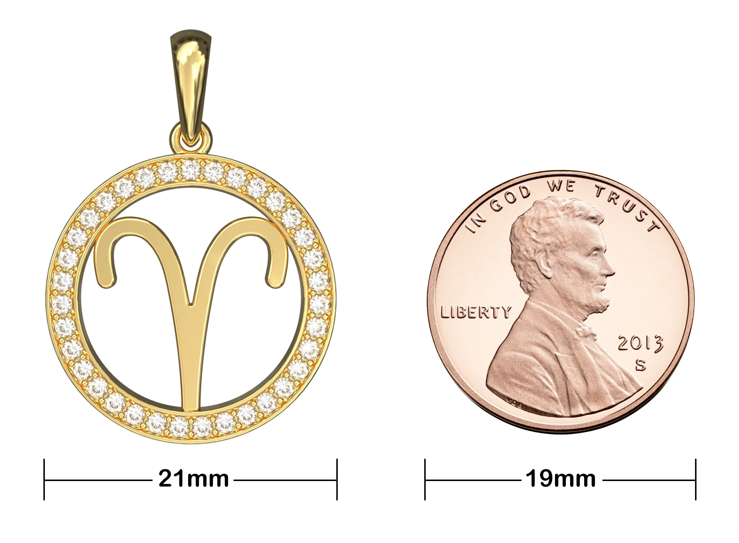 14K Gold Aries Zodiac Diamond Men's Pendant (0.65 CTW) - Image 7