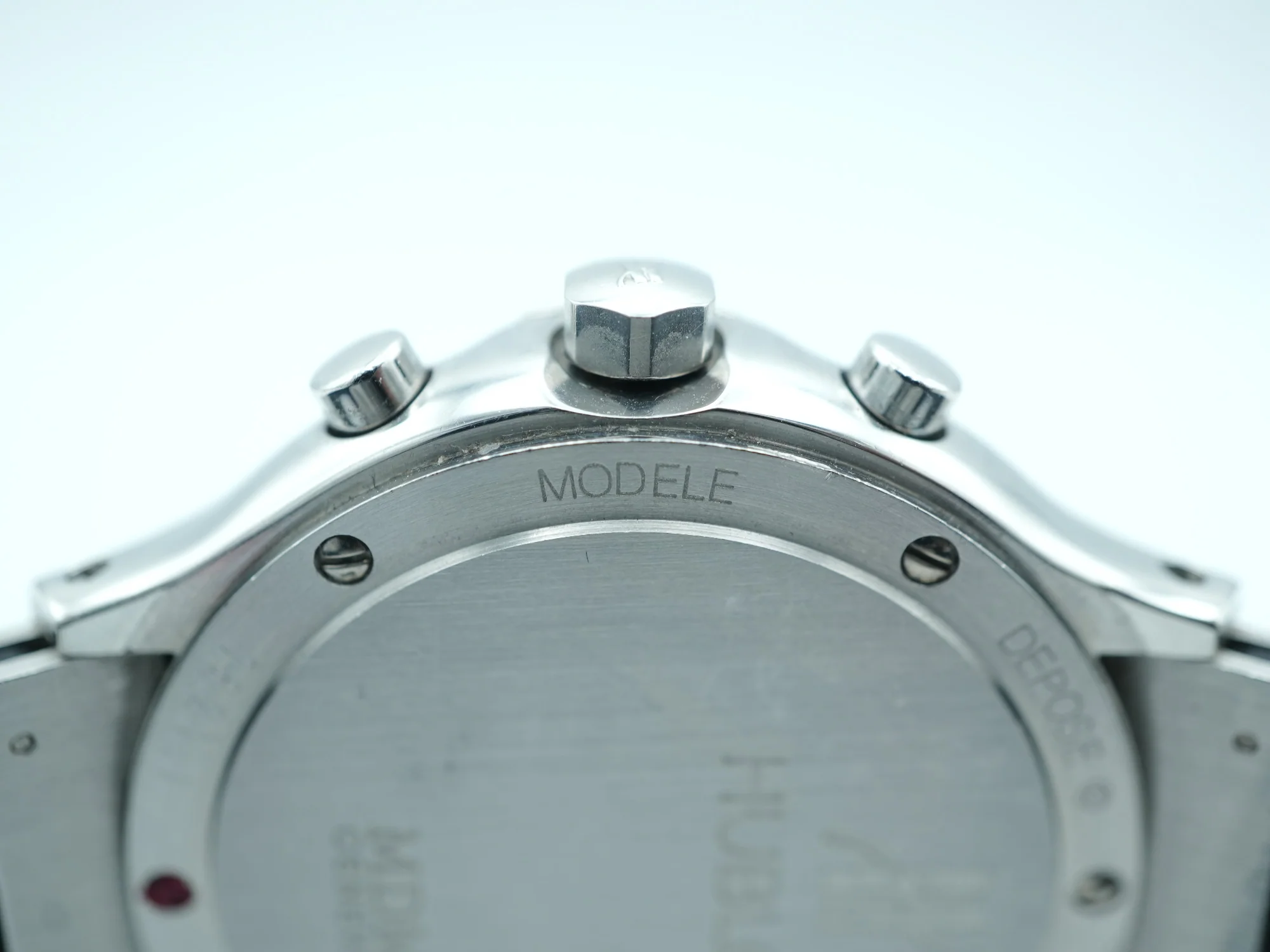 Hublot 1621.1 Classic Chronograph Quartz Blue Dial Black Rubber Strap Unisex Watch 1990 - Image 8