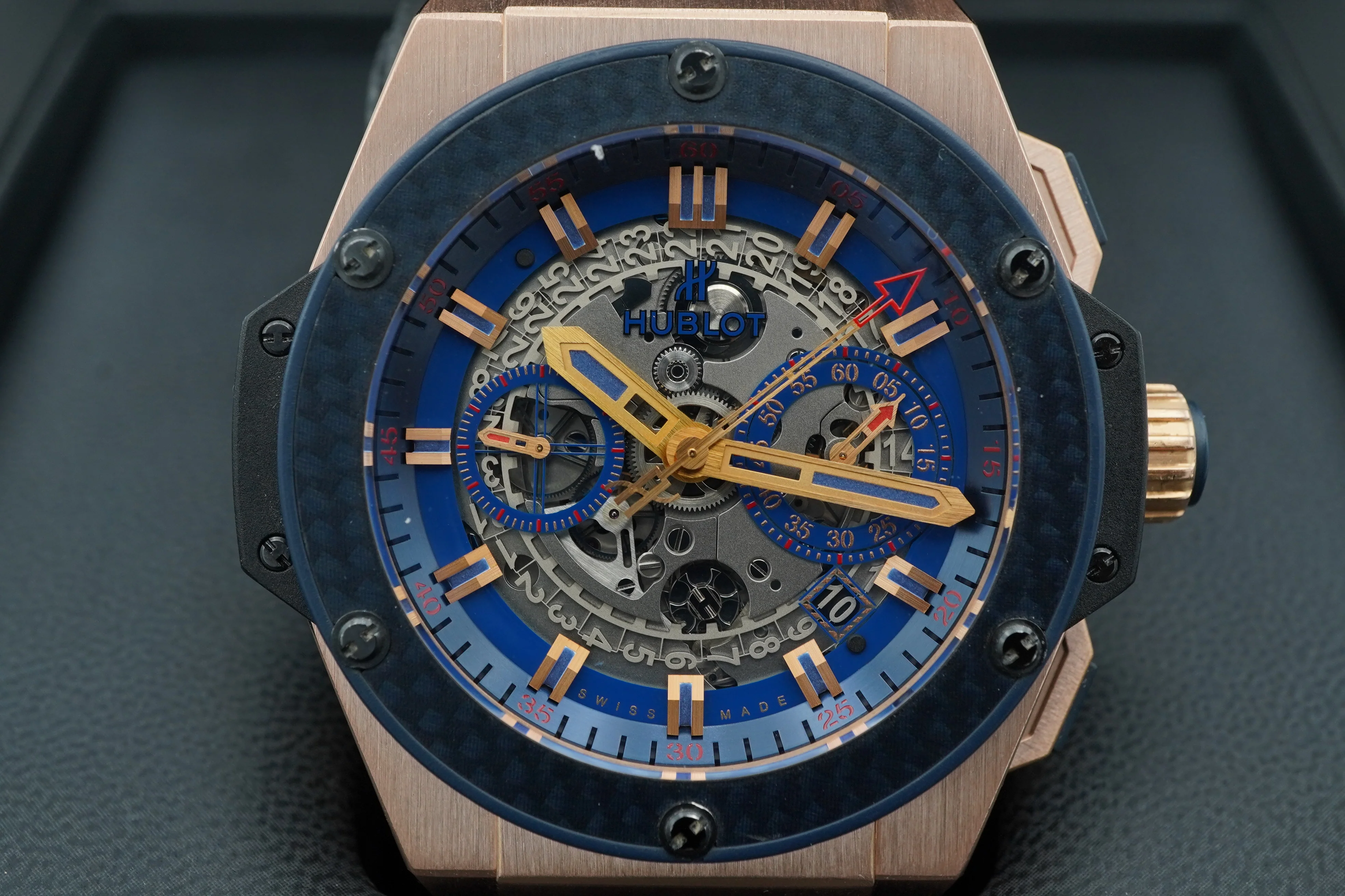 Hublot King Power Special One 18K Rose Gold Automatic Chronograph Skeletonized Dial Complete Set 2015 - Image 4