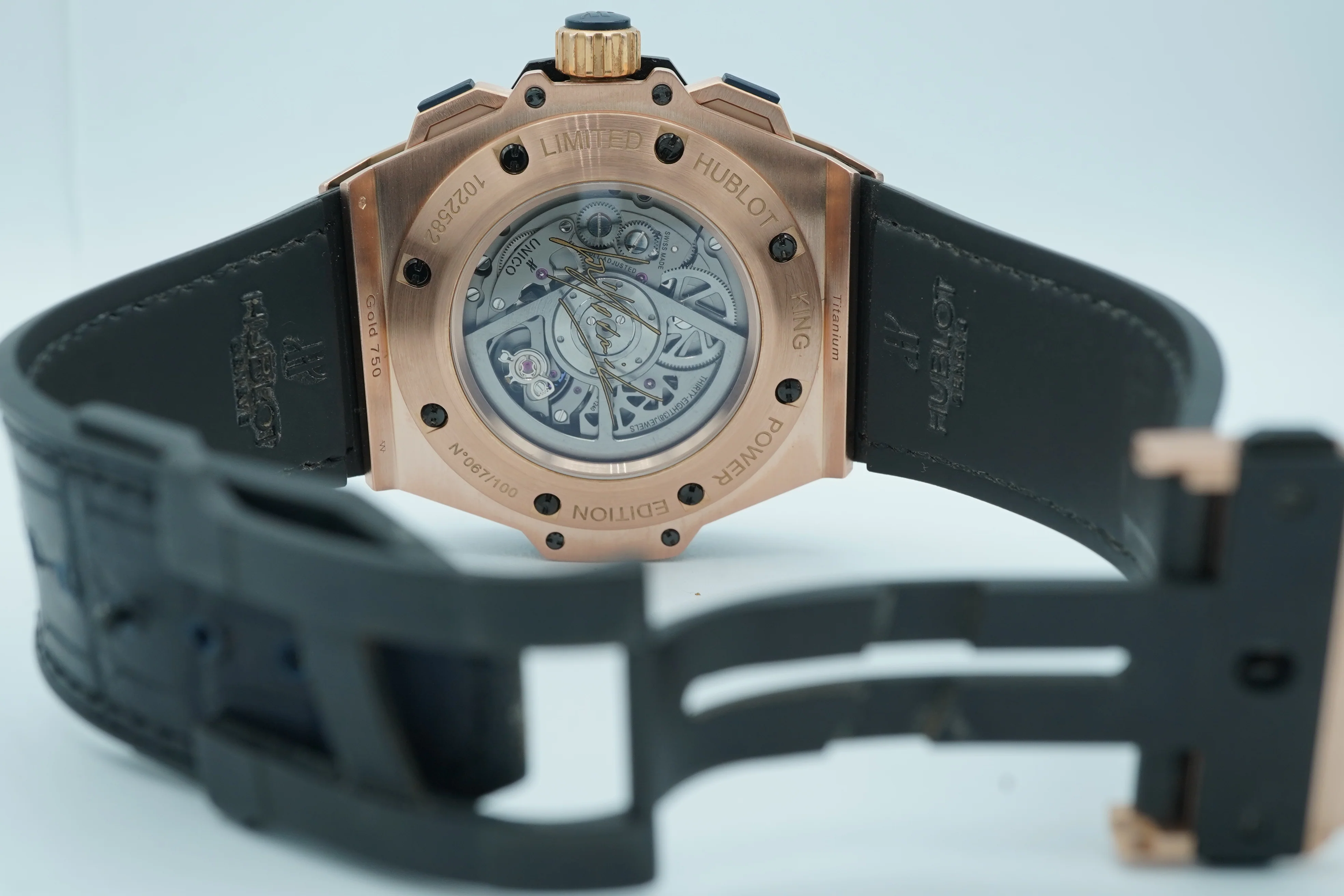 Hublot King Power Special One 18K Rose Gold Automatic Chronograph Skeletonized Dial Complete Set 2015 - Image 9