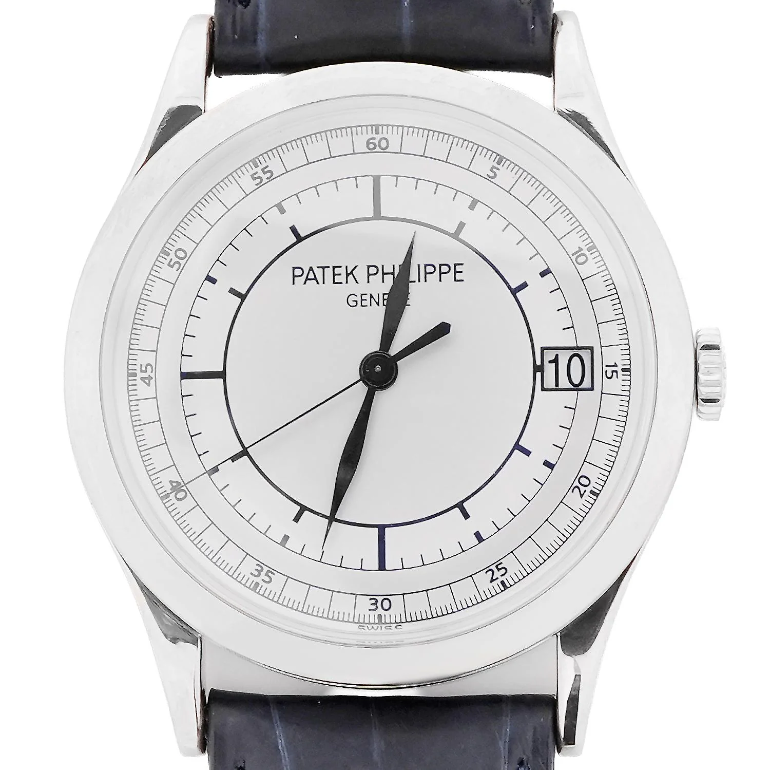 Patek Philippe 5296G-001 Calatrava 18K White Gold Silver Dial Black Leather Strap Box and Papers 2006 - Image 3