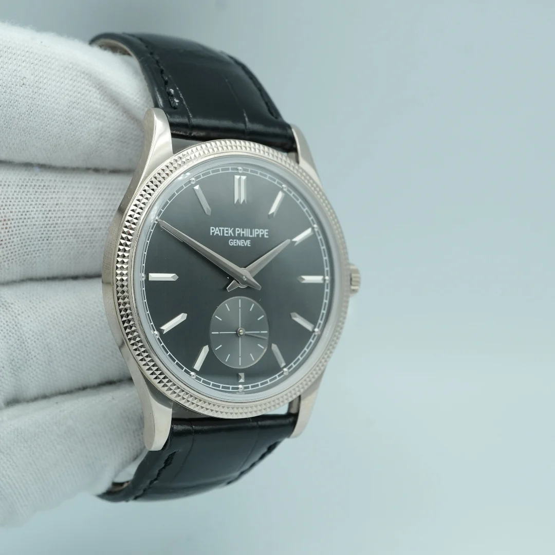 Patek Philippe 6119G-001 Calatrava 18K White Gold Black Dial Black Leather Strap Complete Set 2024 - Image 4