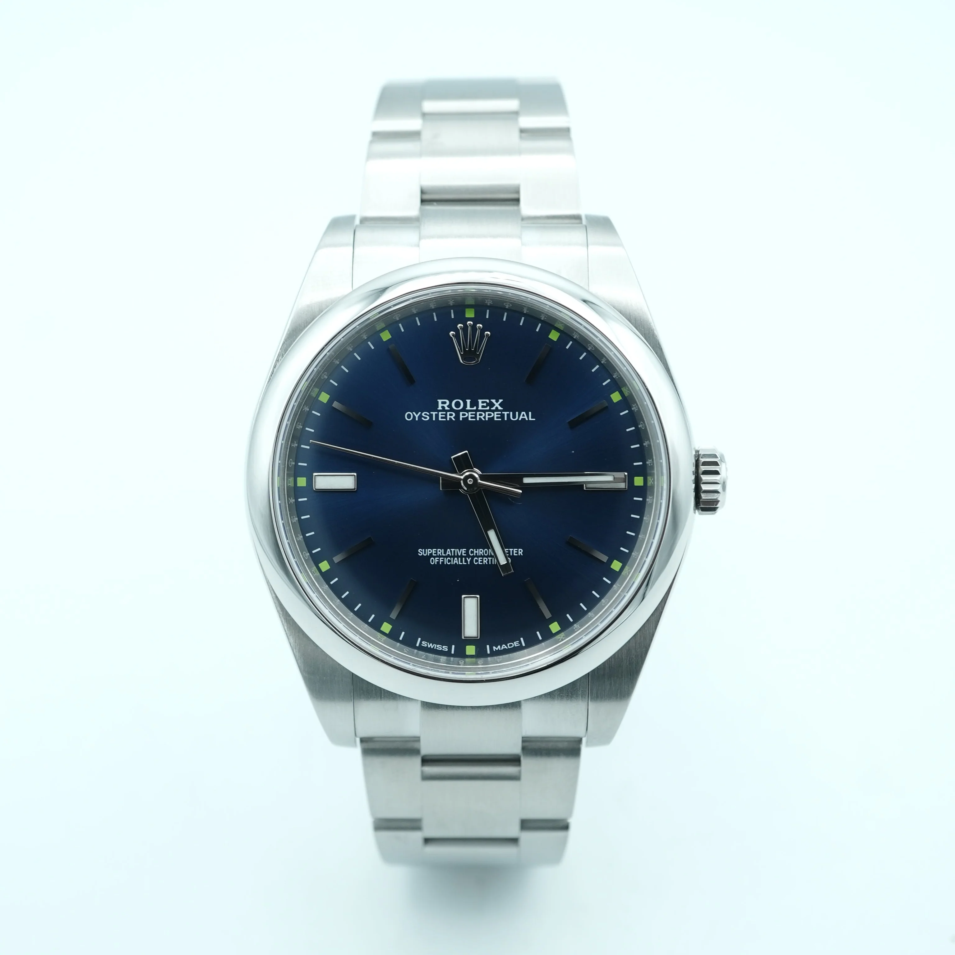 Rolex 114300 Oyster Perpetual 39 mm Smooth Bezel Blue Dial Oyster Bracelet Complete Set 2015 - Image 4