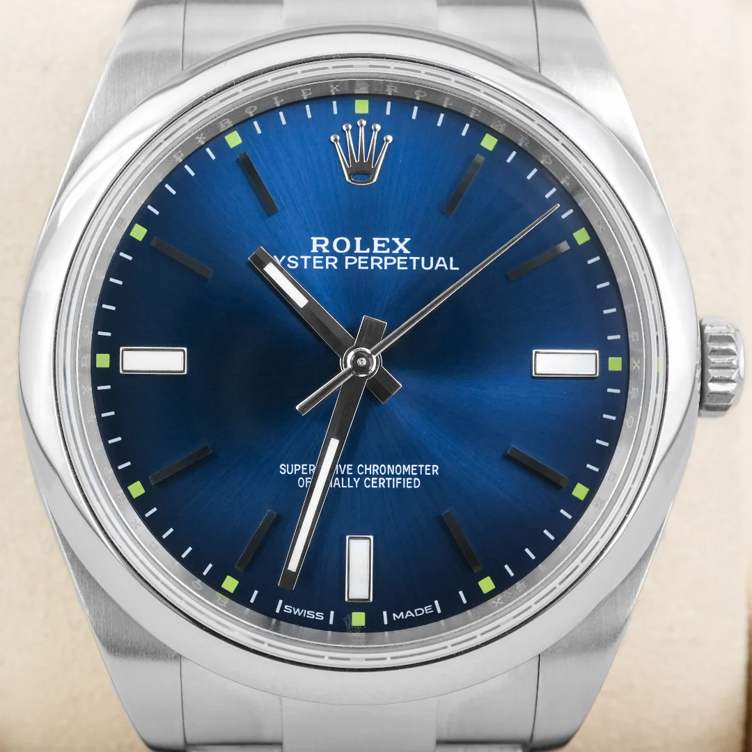 Rolex 114300 Oyster Perpetual 39 mm Smooth Bezel Blue Dial Stainless Steel Box & CPO Card - Image 3