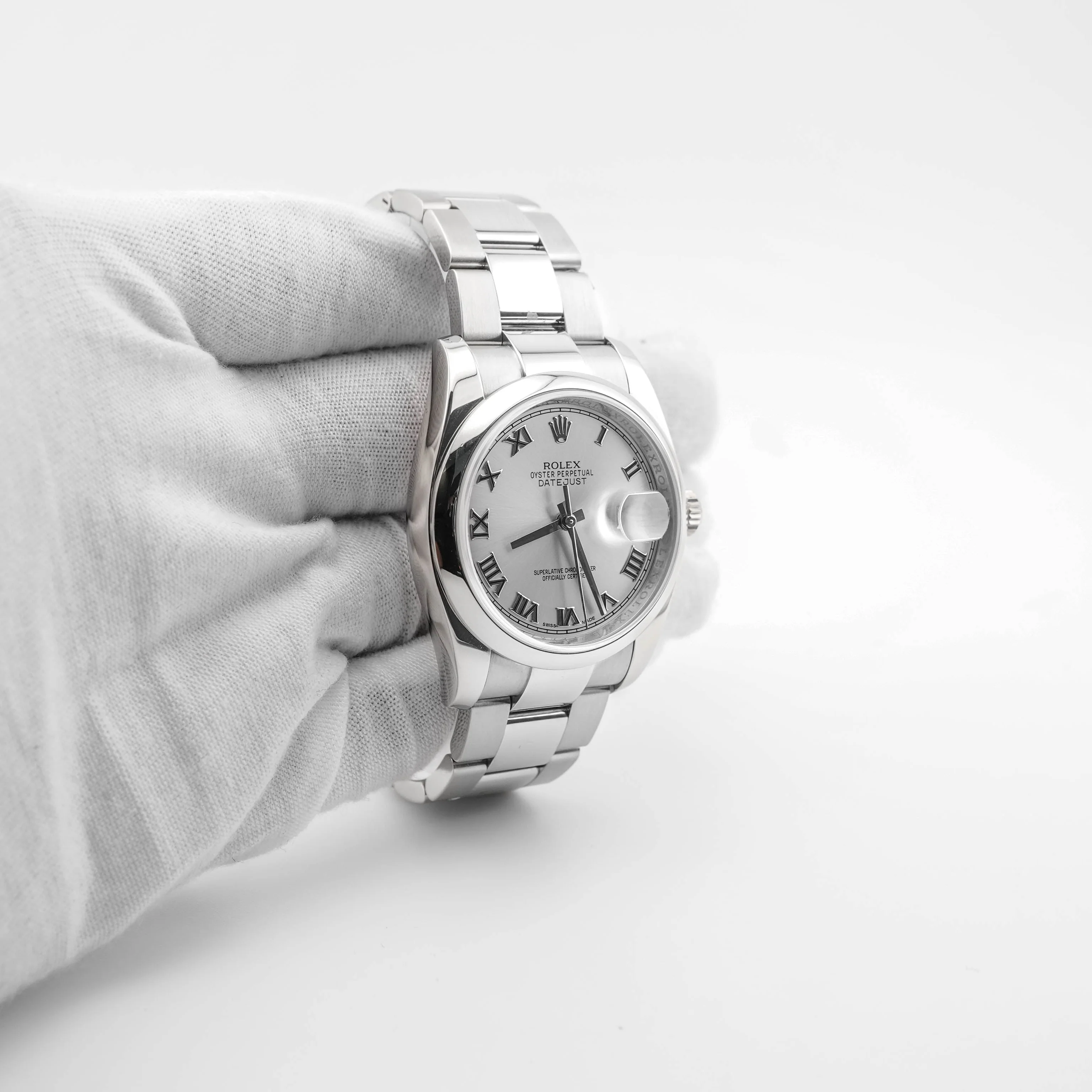 Rolex 116200 Datejust 36 mm Smooth Bezel Rhodium Grey Dial Oyster Bracelet Box and Papers 2014 - Image 4