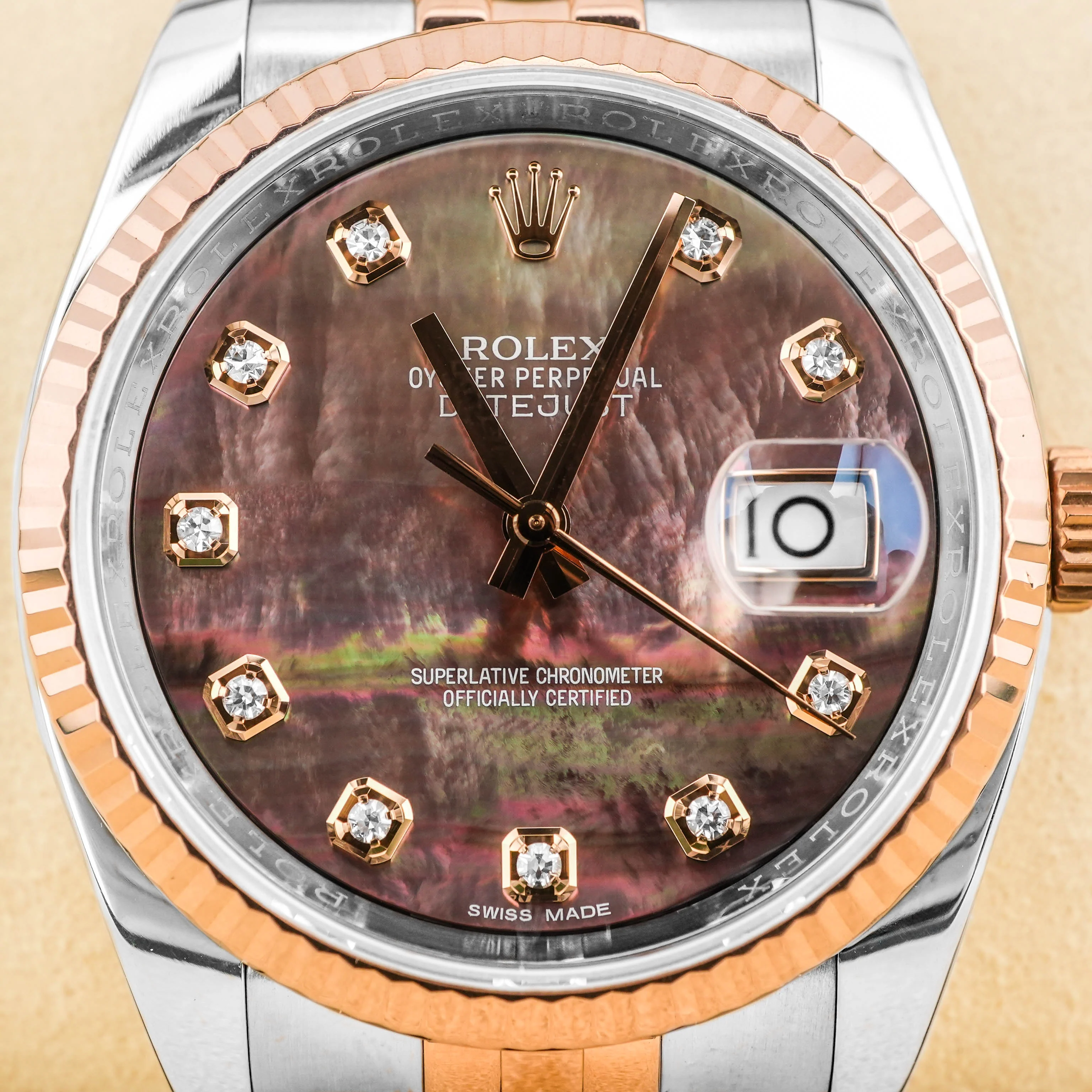Rolex 116231 Datejust 36 mm 18K Rose Gold Black MOP Dial Jubilee Bracelet Box and Papers 2018 - Image 3